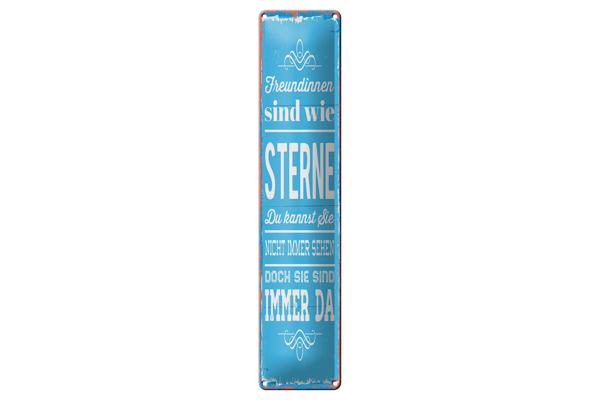 Blechschild Spruch 46x10 cm Freundinnen sind wie Sterne blaues Deko Schild