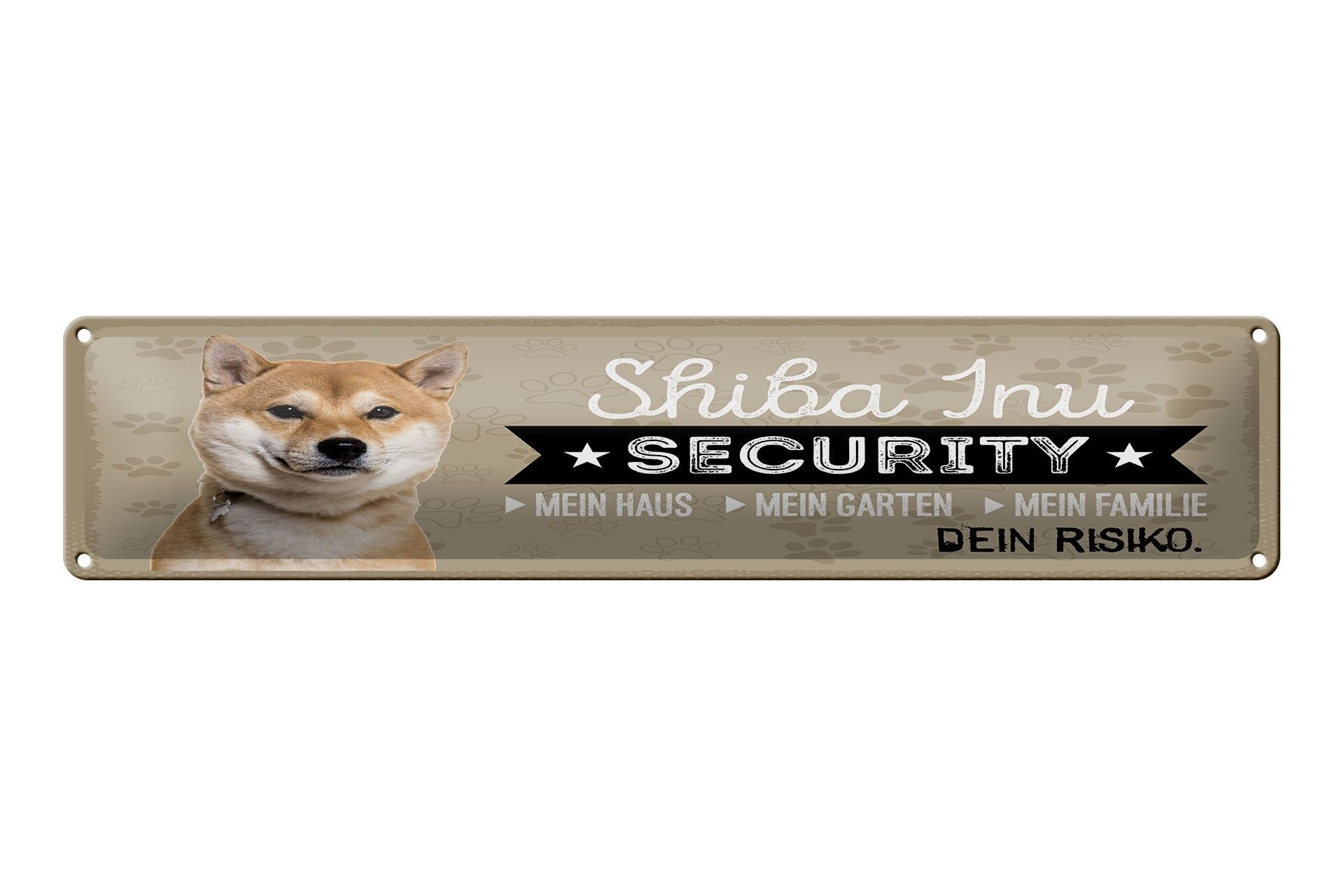 Blechschild Hund 46x10 cm Shiba Jnu Security Deko Schild