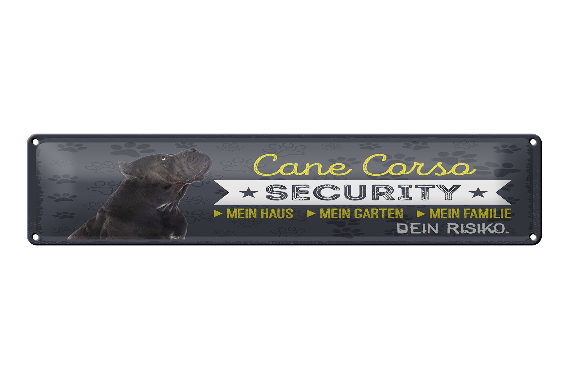 Blechschild Hund 46x10 cm Cane Carso Security Deko Schild