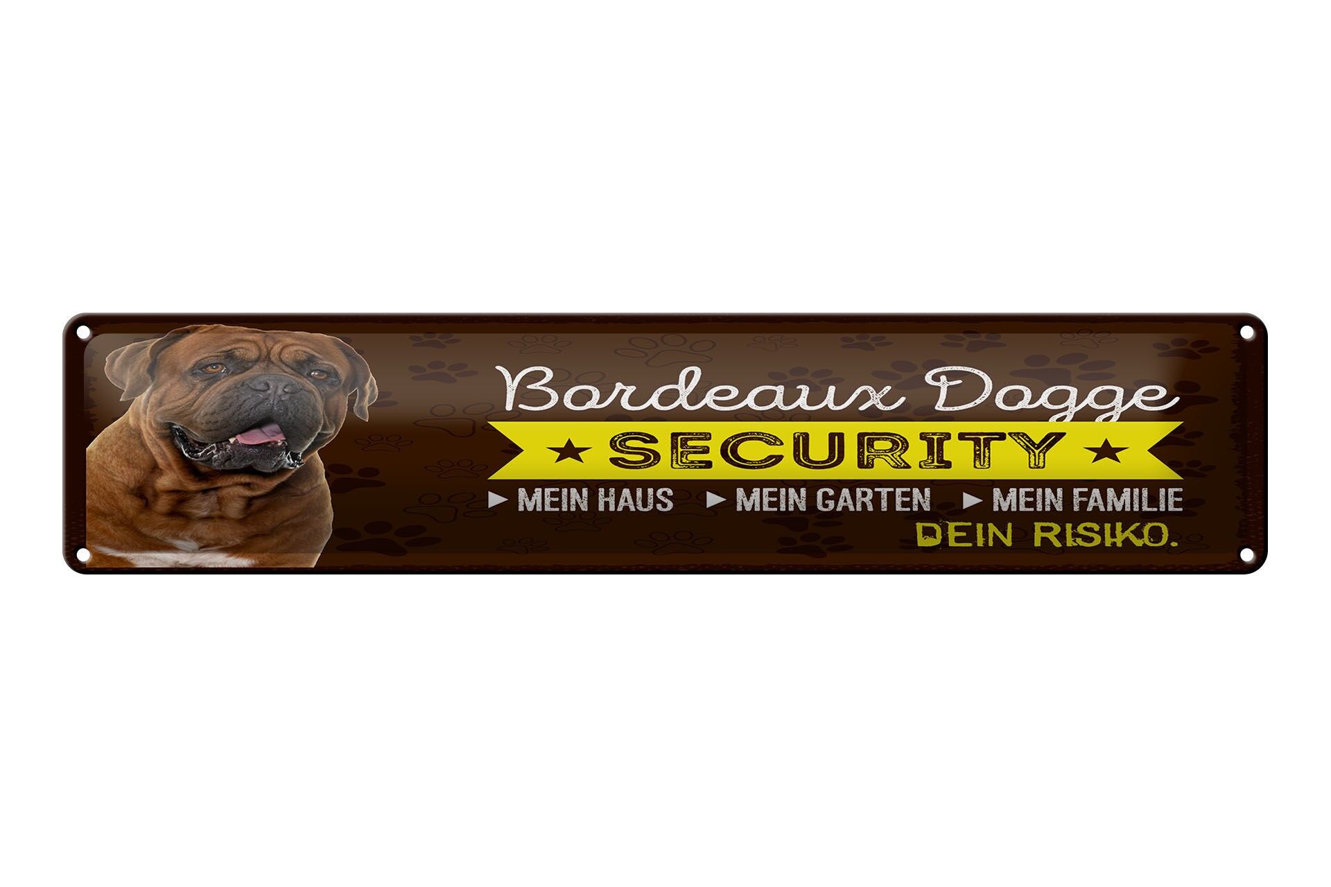 Blechschild Hund 46x10 cm Bordeaux Dogge Security Deko Schild