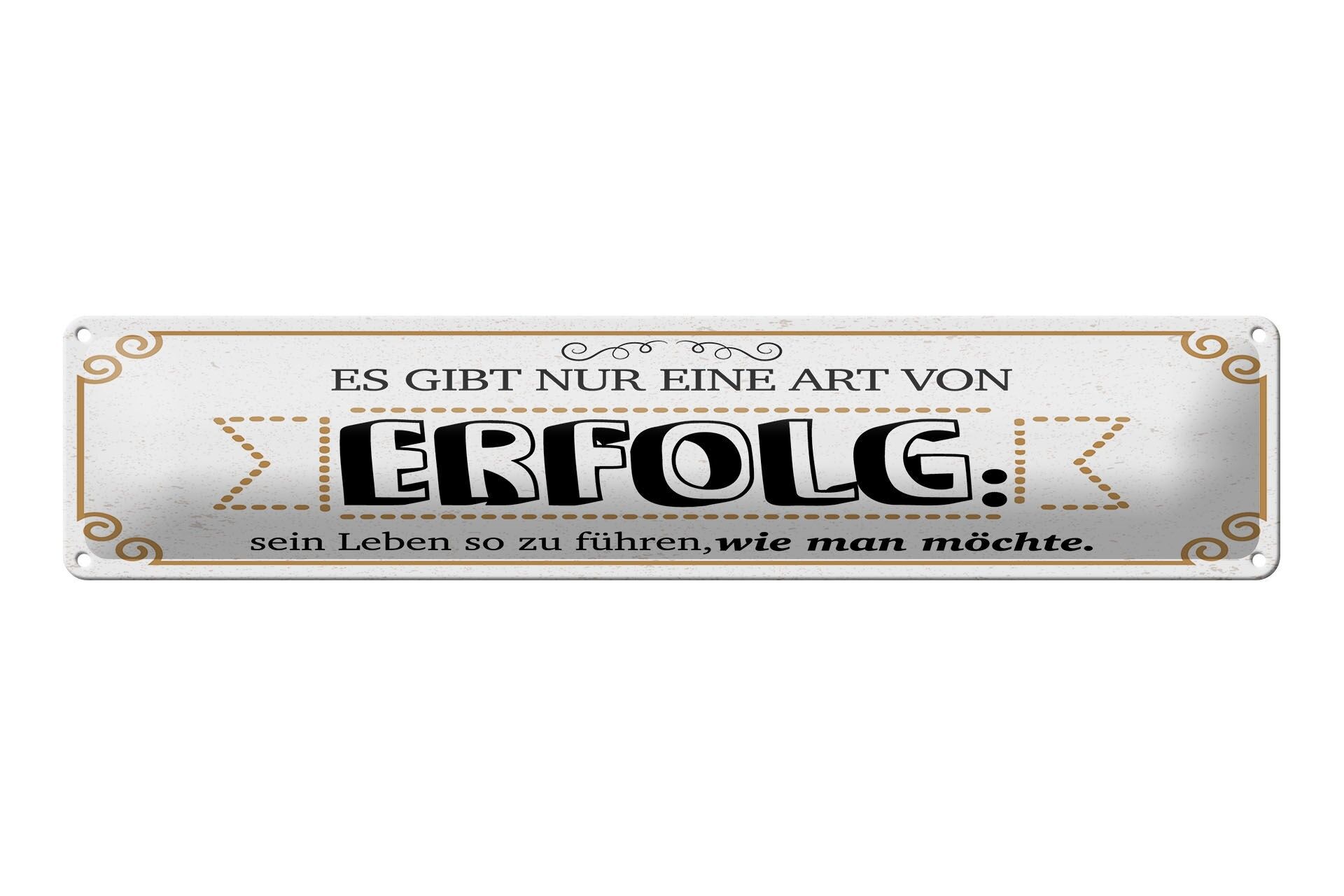 Blechschild Spruch 46x10 cm Es gibt nur eine Art von Erfolg Deko Schild