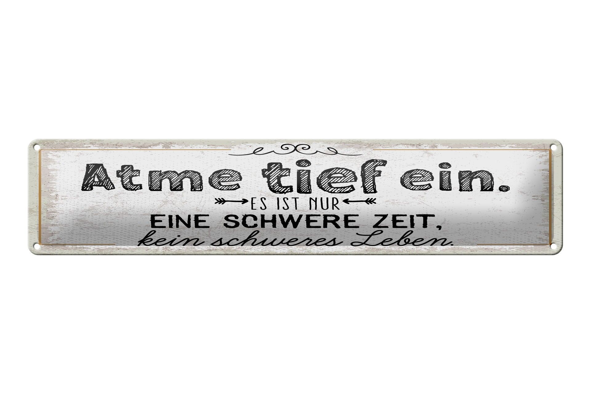 Cartello in metallo con scritta 46x10 cm: Fai un respiro profondo. È solo un segnale di tempi difficili