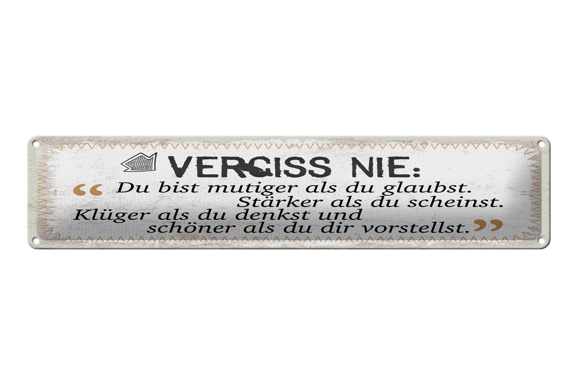 Cartello in metallo con scritta 46x10 cm: Sei più coraggioso di quanto pensi. Cartello decorativo