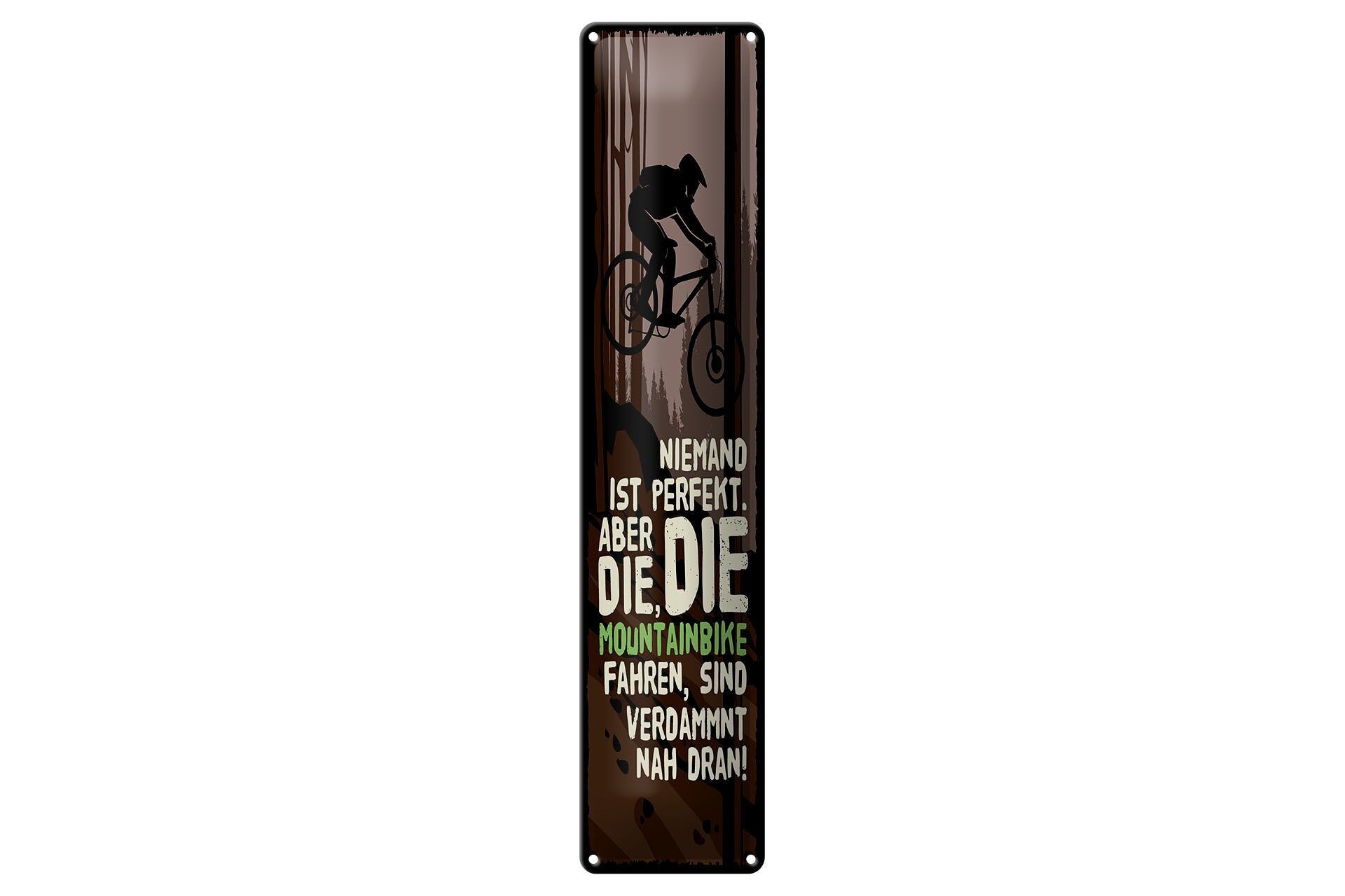 Blechschild Fahrrad 46x10 cm Niemand Perfekt aber die die Mountainbike Schild