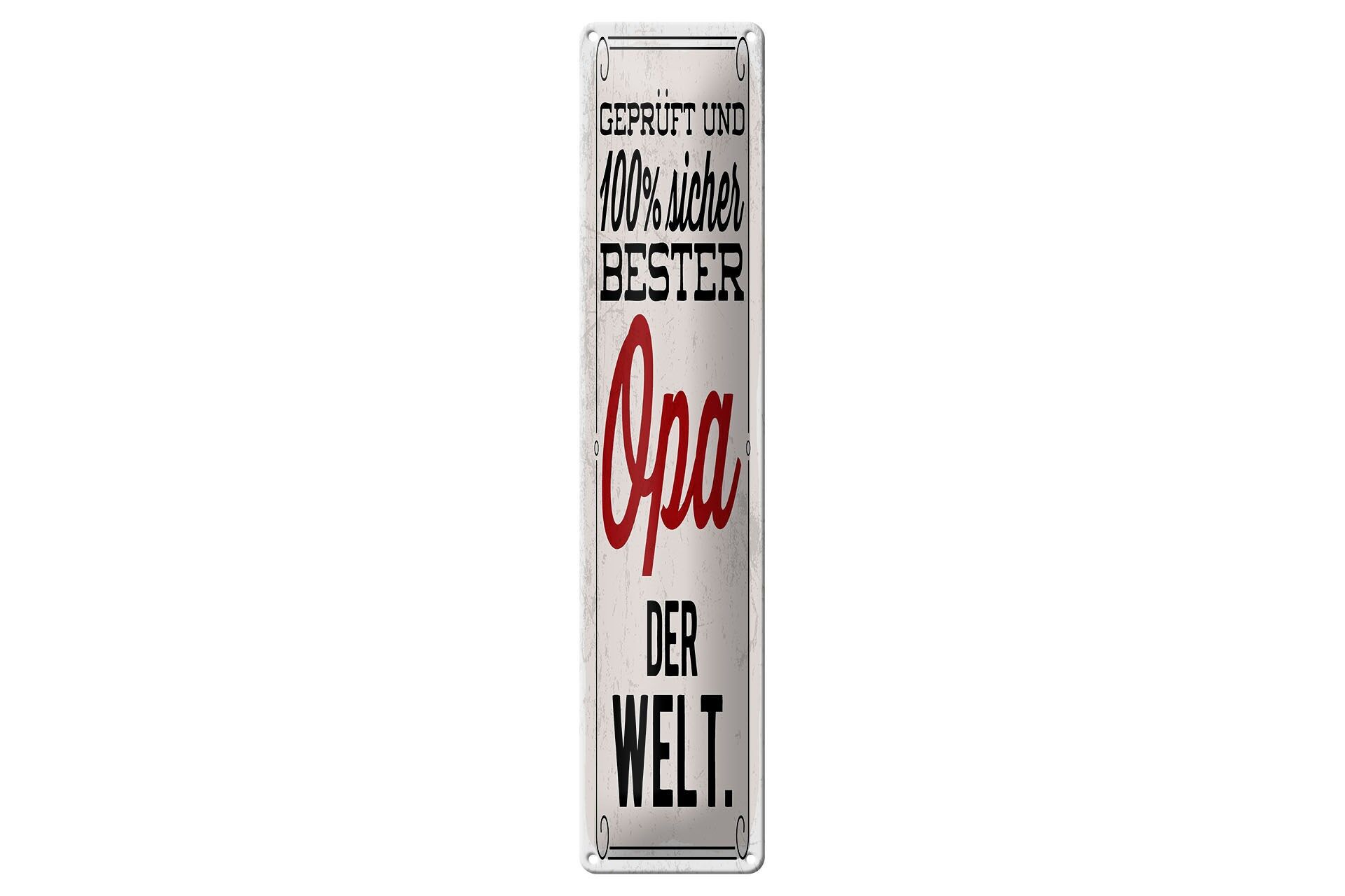 Blechschild Spruch 46x10 cm geprüft und sicher bester Opa der Welt Deko Schild