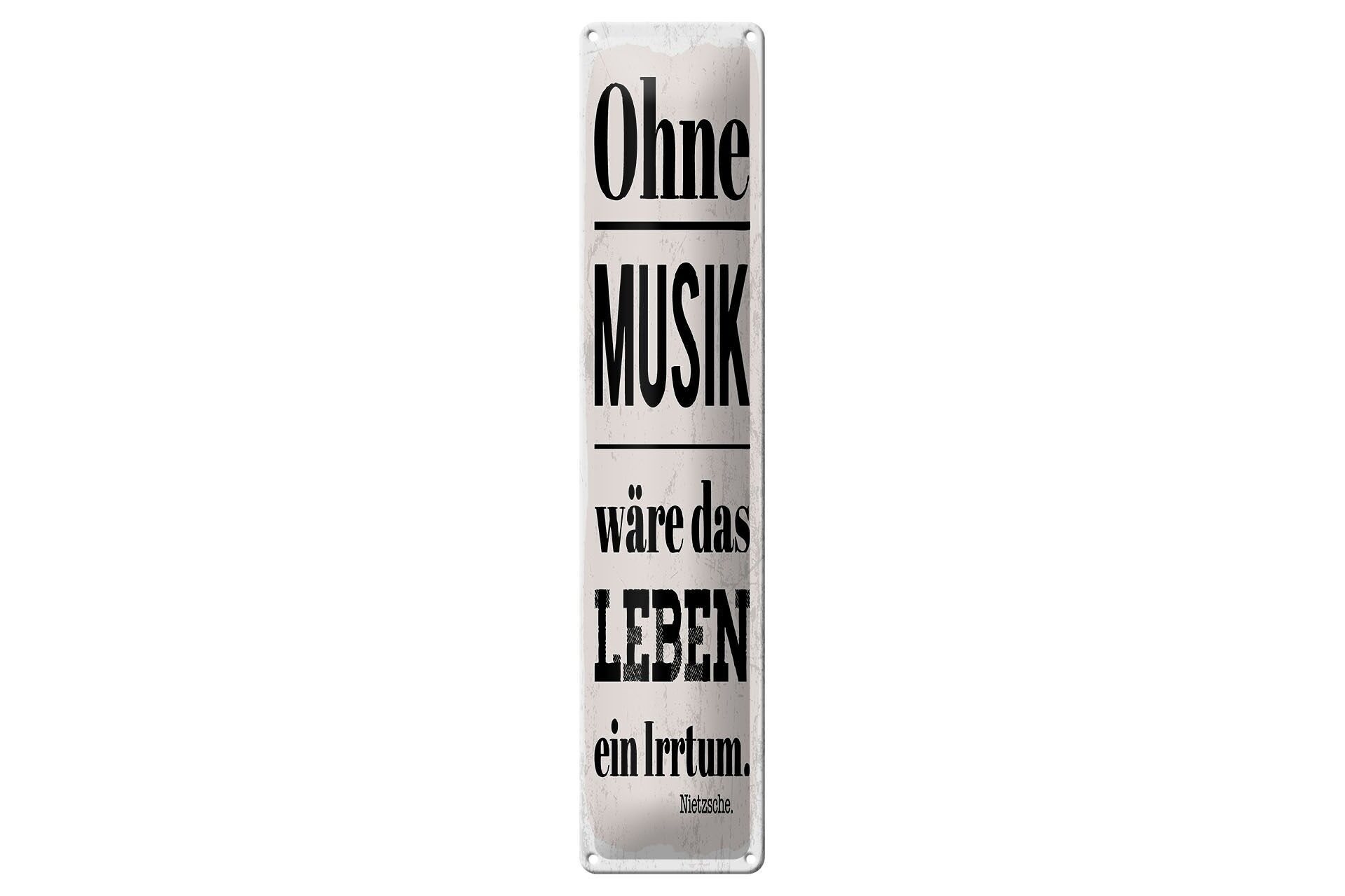 Blechschild Zitat 46x10 cm Ohne Musik wäre das Leben ein Irrtum Nietzsche Schild