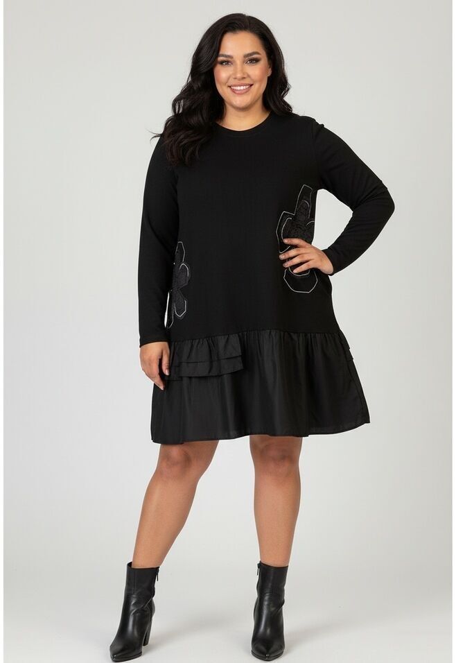 Abito con volant in pile bianco taglie forti (C6617)