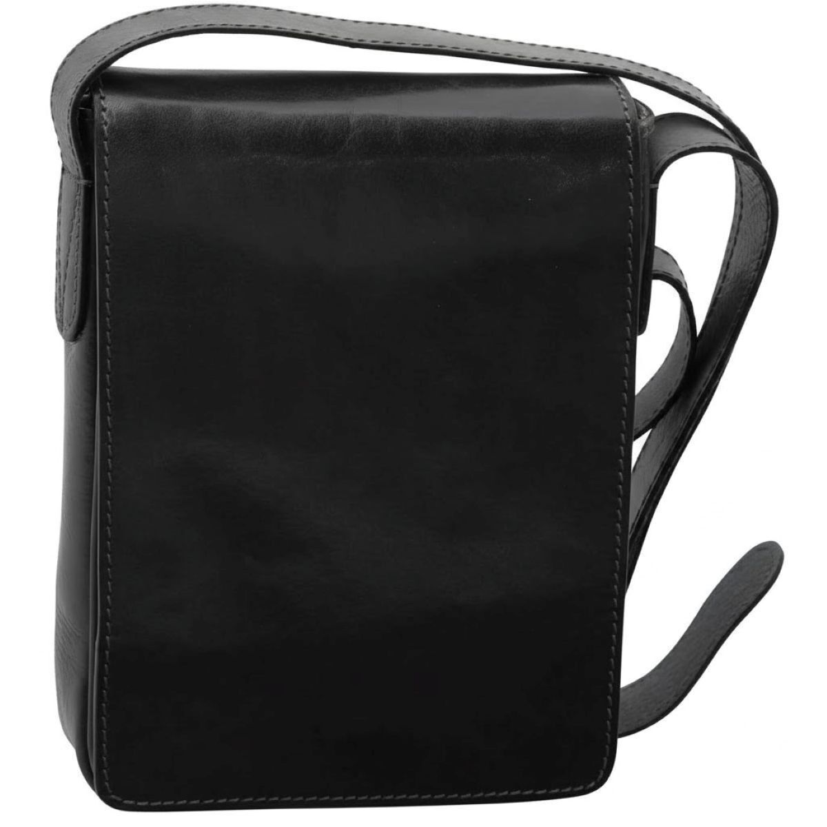 BORSA A TRACOLLA IN PELLE PIENO FIORE-NERO