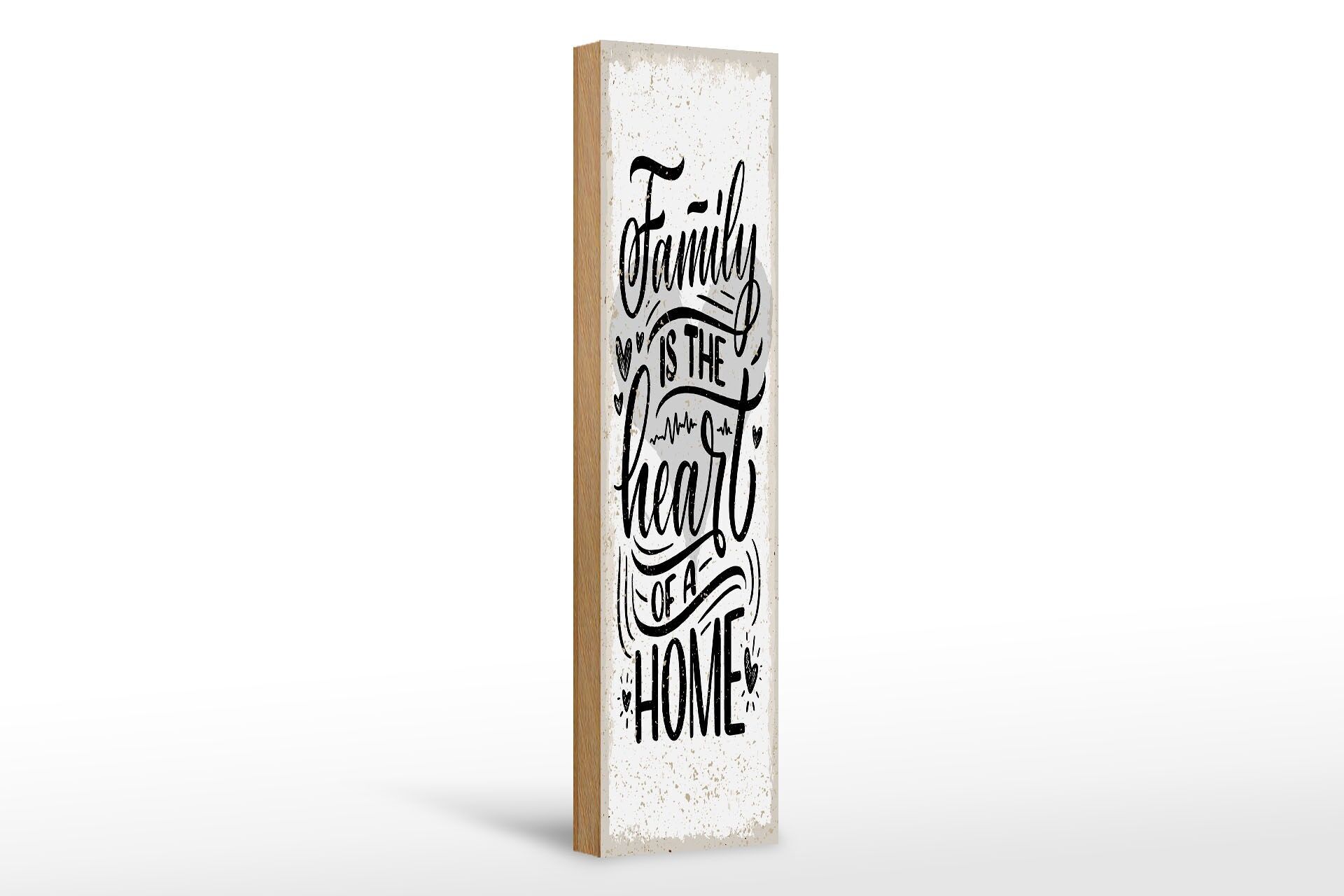 Holzschild Spruch 46x10 cm Family is the heart of a home Deko Schild