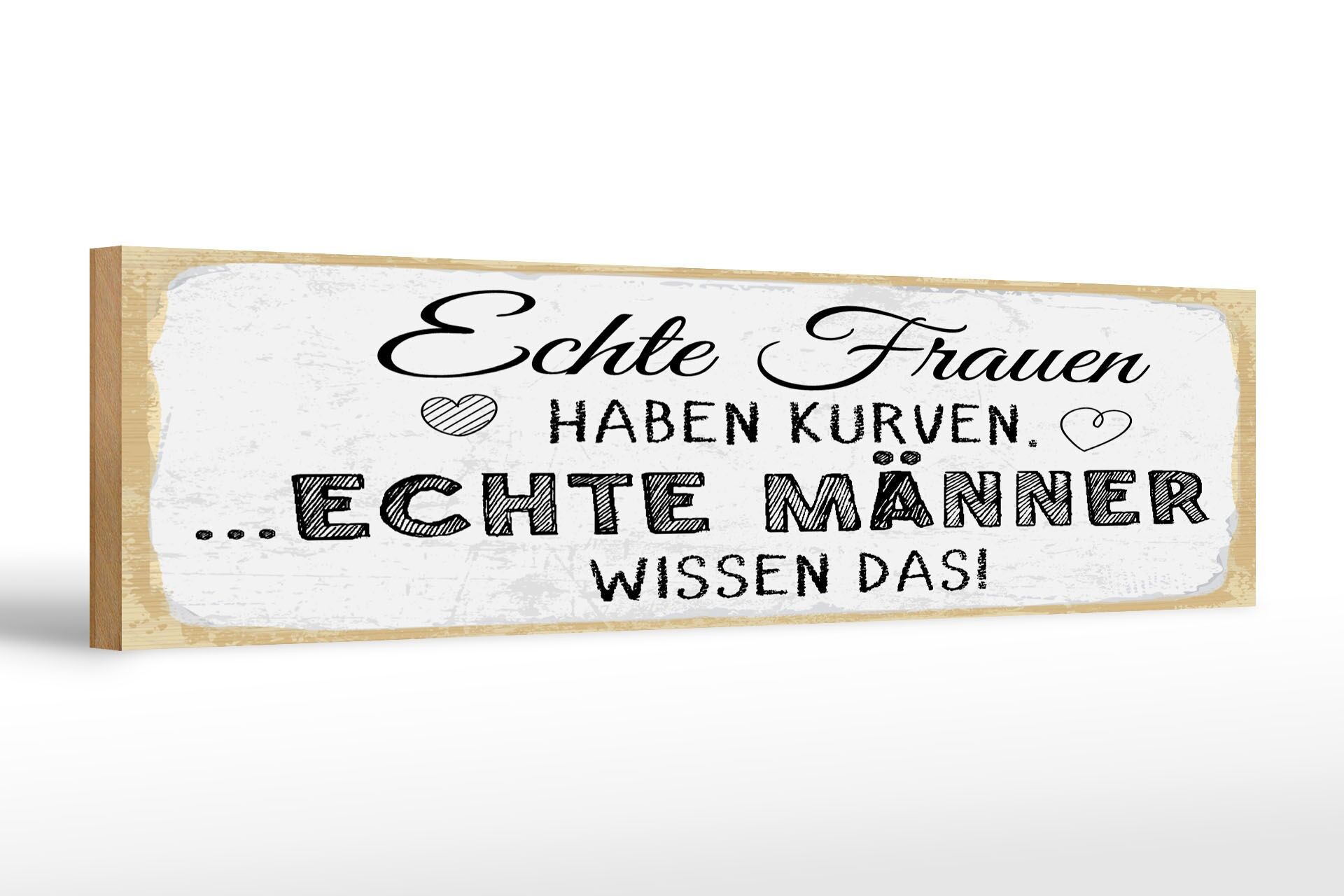 Holzschild Spruch 46x10 cm Echte Frauen haben Kurven Deko Schild