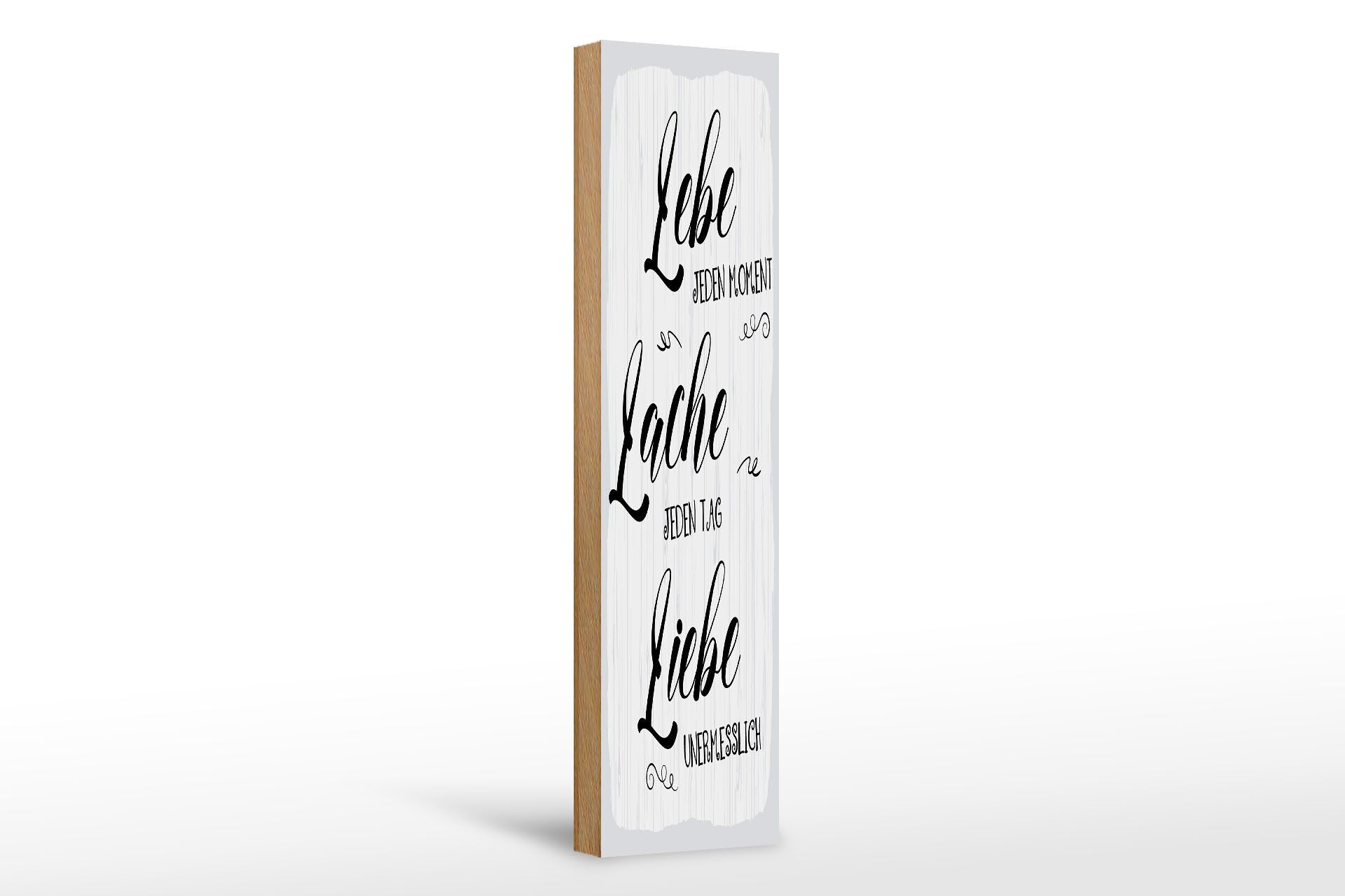 Holzschild Spruch 46x10 cm Lebe jeden Moment Lache Liebe Deko Schild