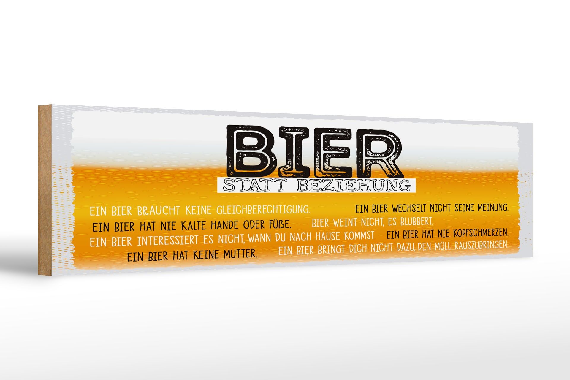 Holzschild Spruch 46x10 cm Bier statt Beziehung Deko Schild