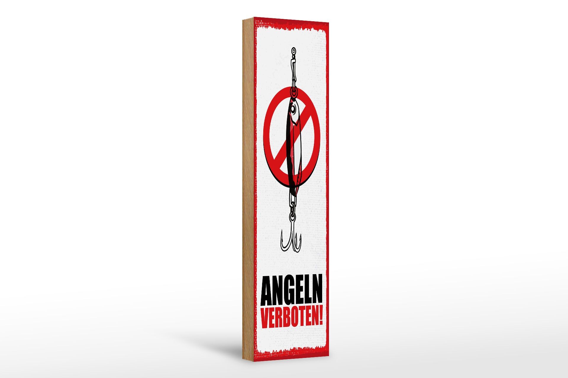 Holzschild Hinweis 46x10 cm Angeln verboten Köder Deko Schild