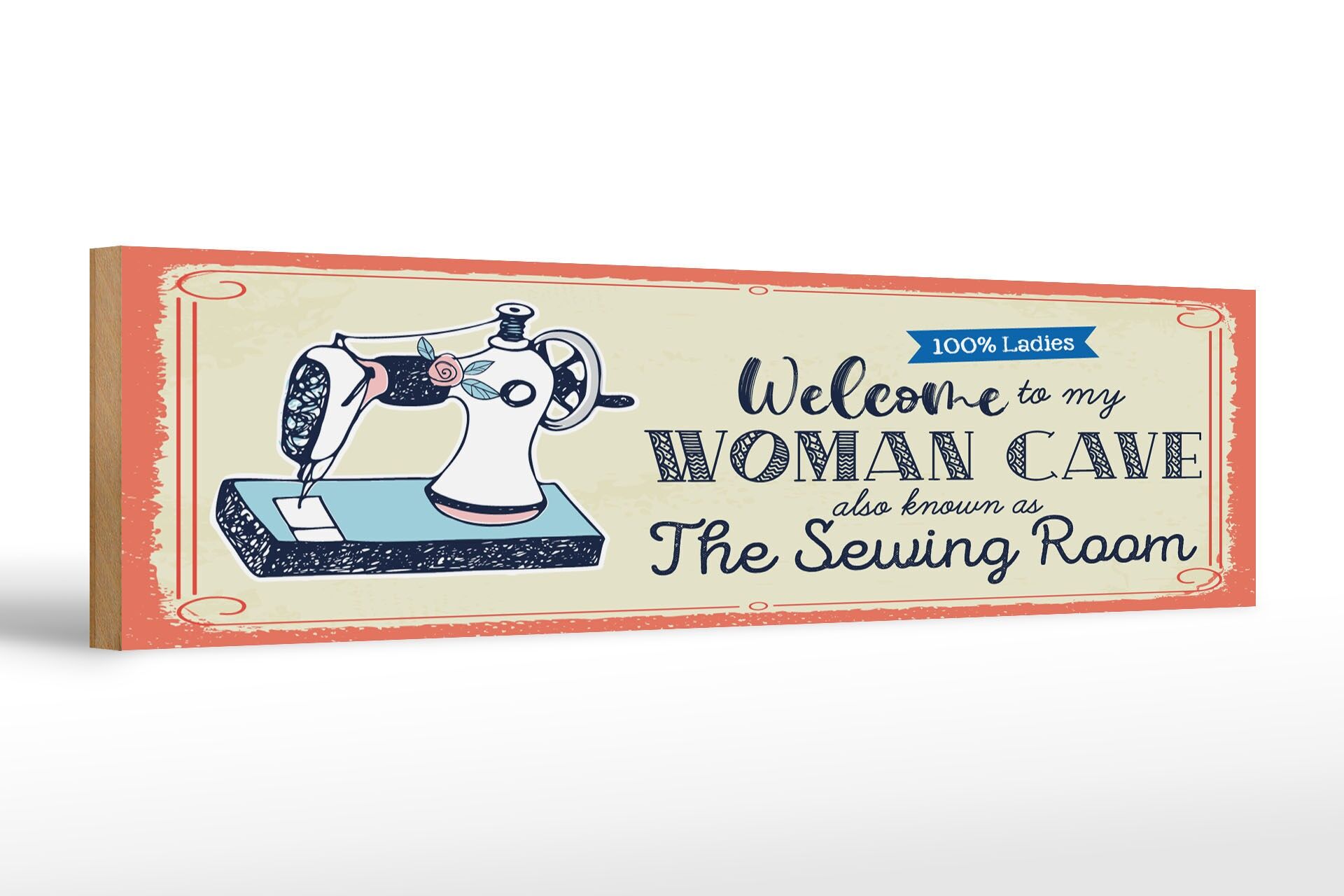 Holzschild Spruch 46x10 cm Welcome to my woman cave Deko Schild