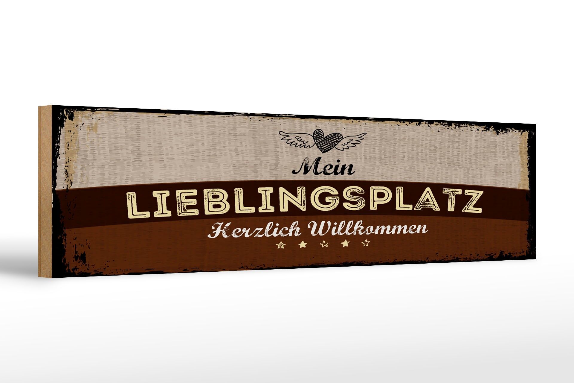 Holzschild Hinweis 46x10 cm Mein Lieblingsplatz Herzlich Willkommen Deko Schild