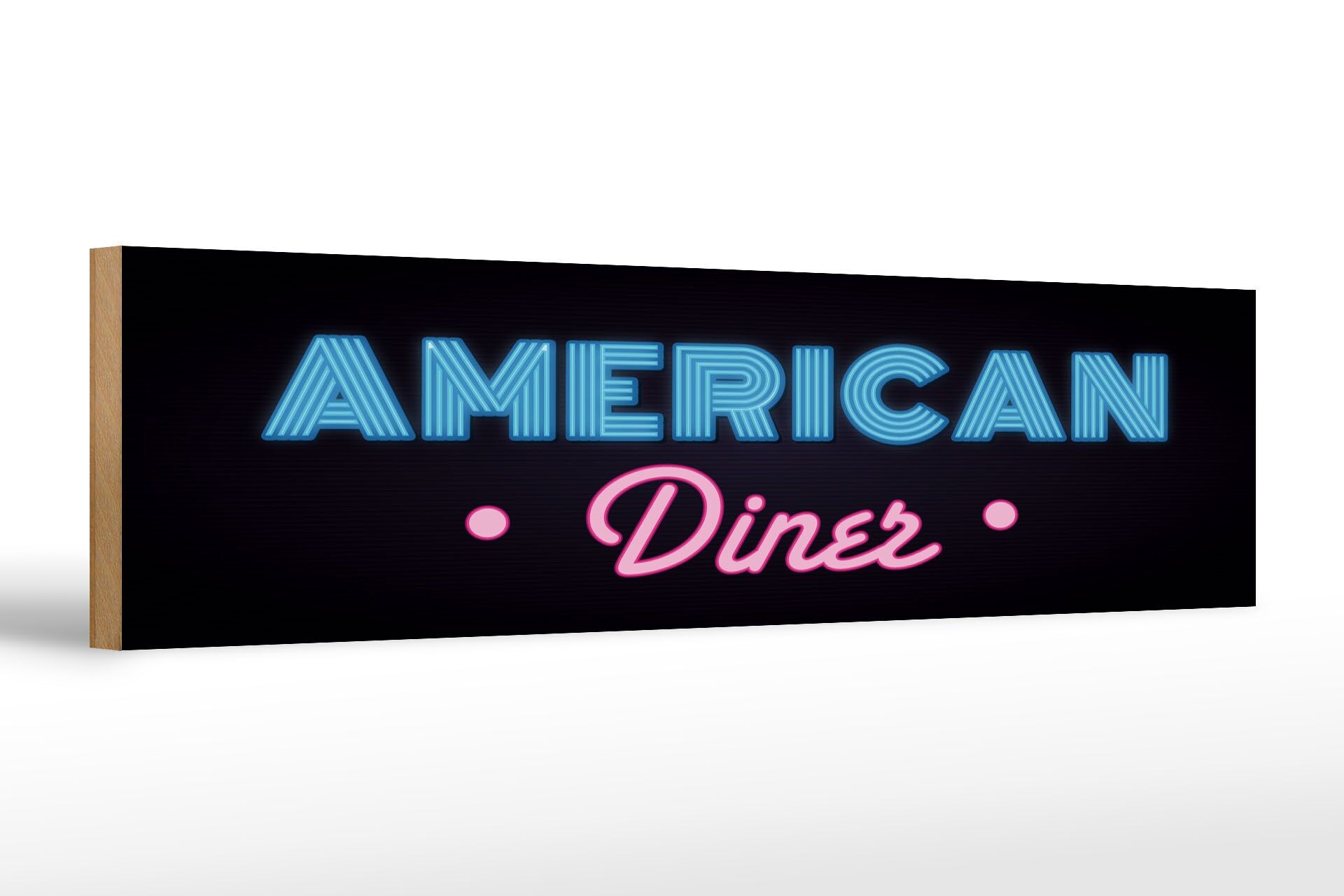 Holzschild Hinweis 46x10 cm American Diner Reklame Deko Schild
