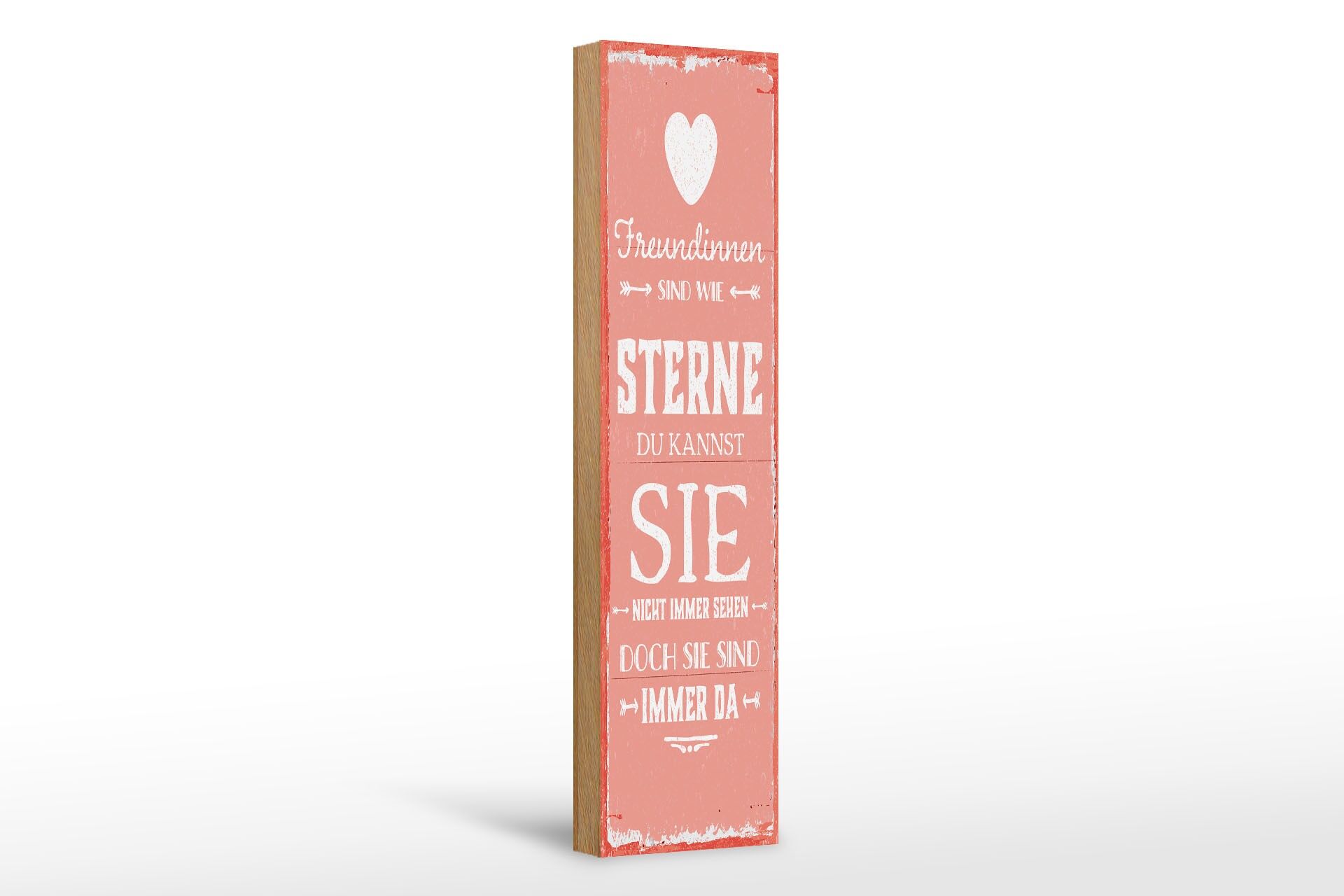 Holzschild Spruch 46x10 cm Freundinnen sind wie Sterne rosa Deko Schild