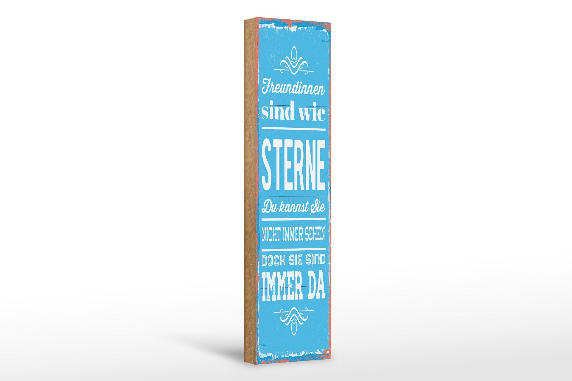Holzschild Spruch 46x10 cm Freundinnen sind wie Sterne blaues Deko Schild