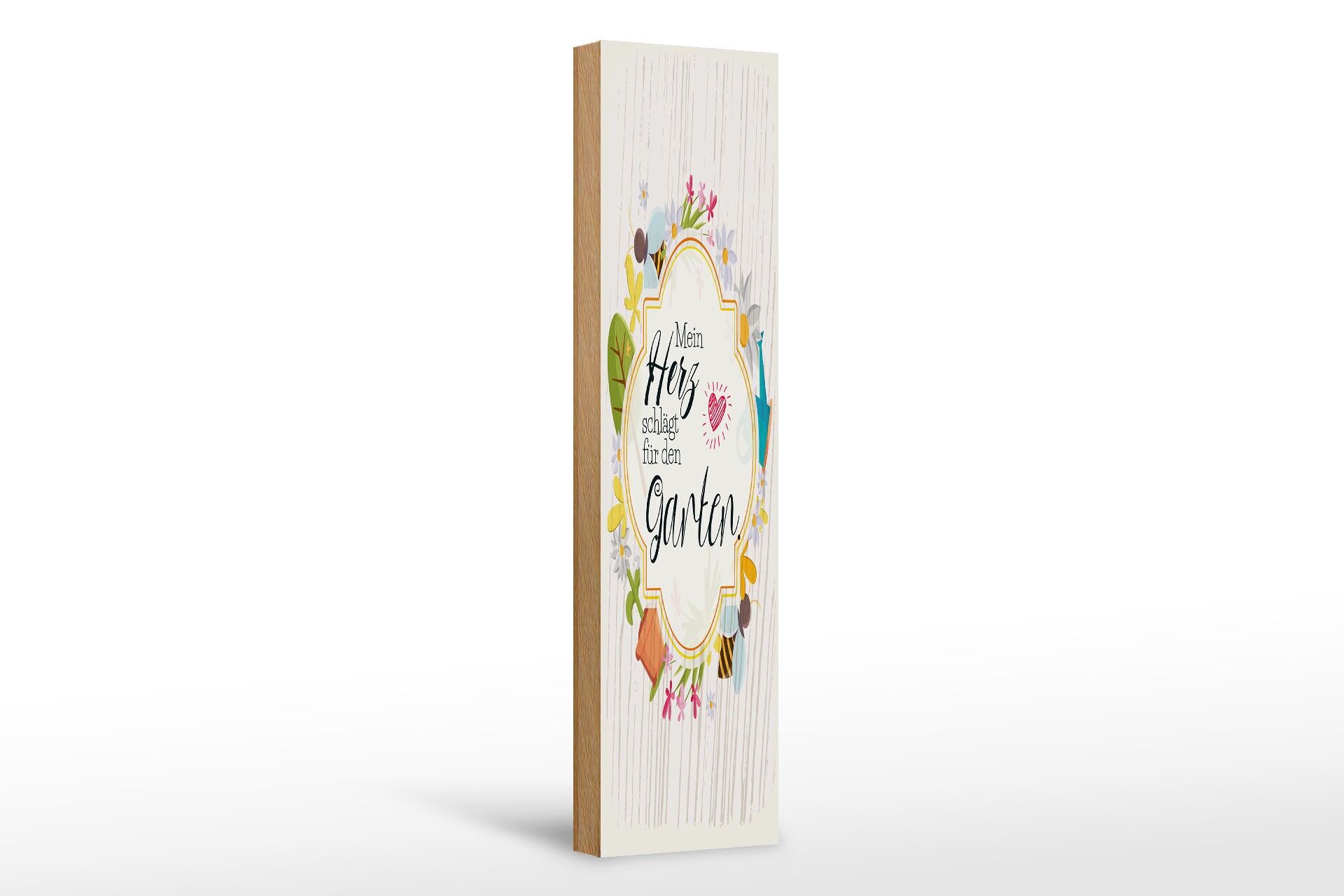 Holzschild Spruch 46x10 cm Mein Herz schlägt für den Garten Deko Schild