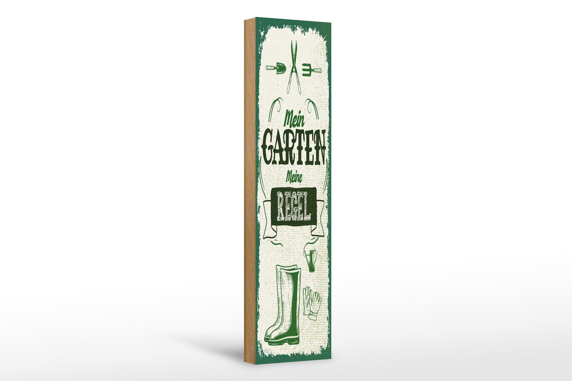 Holzschild Spruch 46x10 cm Mein Garten meine Regeln Deko Schild