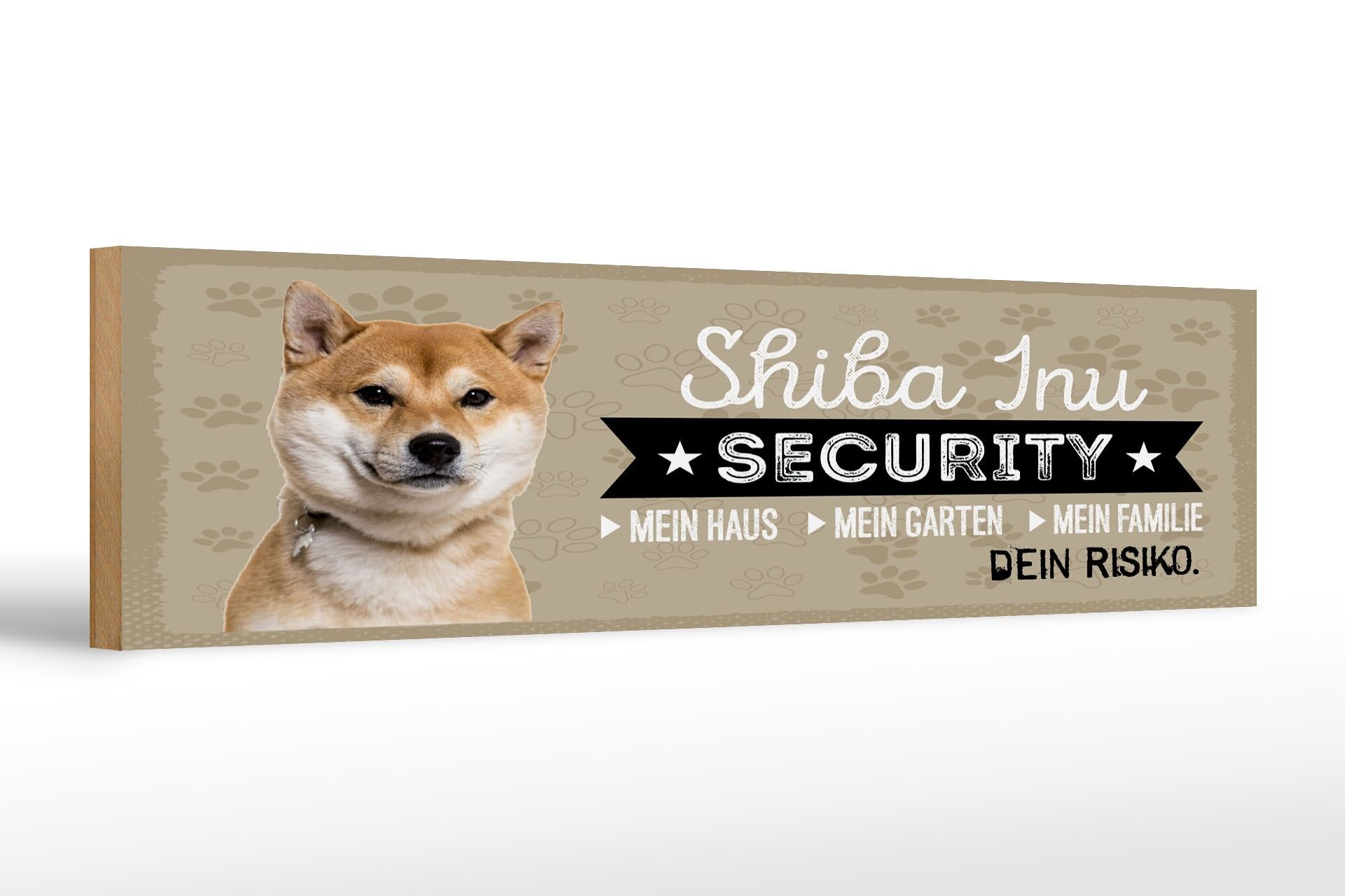 Holzschild Hund 46x10 cm Shiba Jnu Security Deko Schild