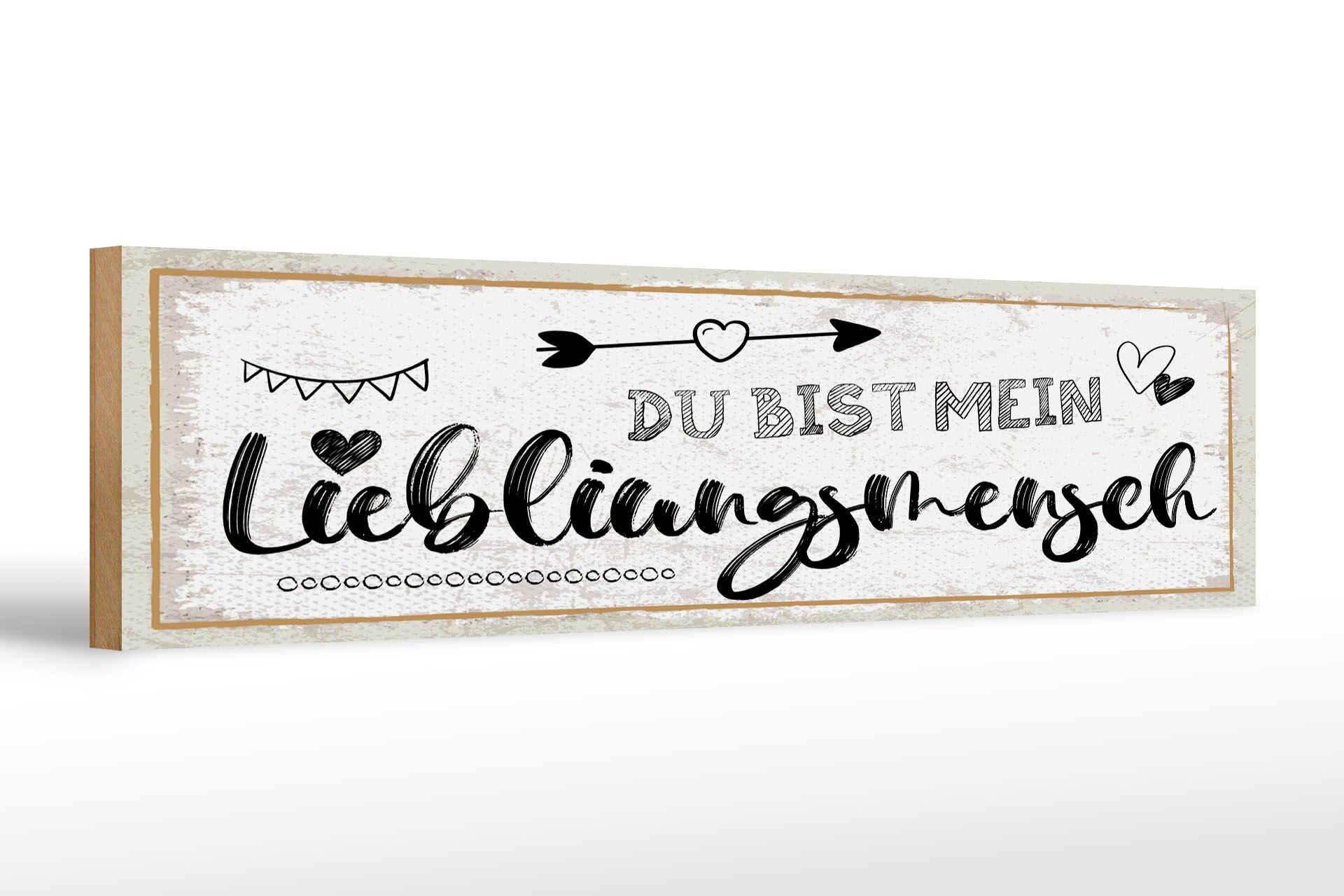 Holzschild Spruch 46x10 cm du bist mein Lieblingsmensch Herzen Deko Schild