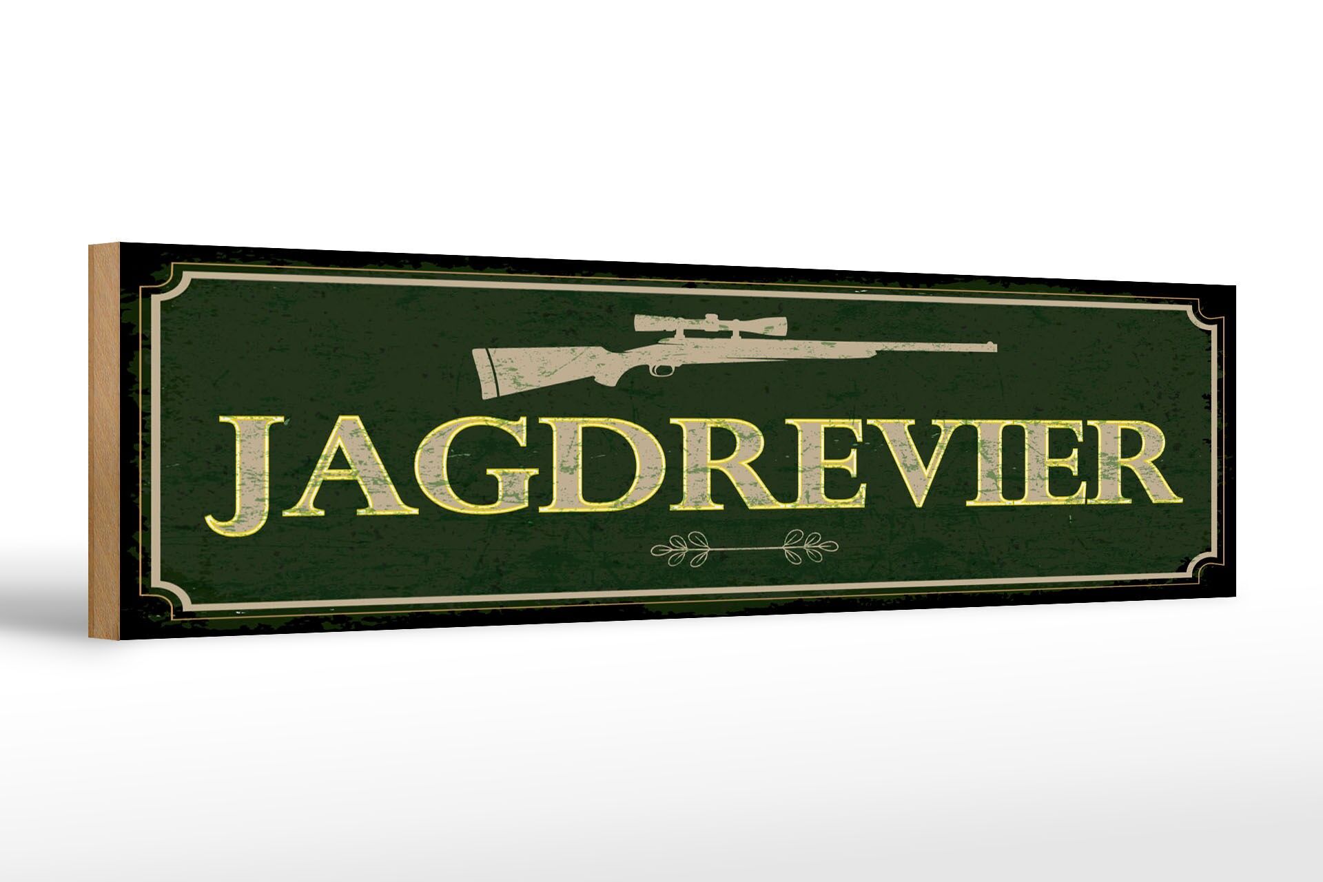 Panneau en bois, 46 x 10 cm, zone de chasse, fusil de chasse, panneau décoratif