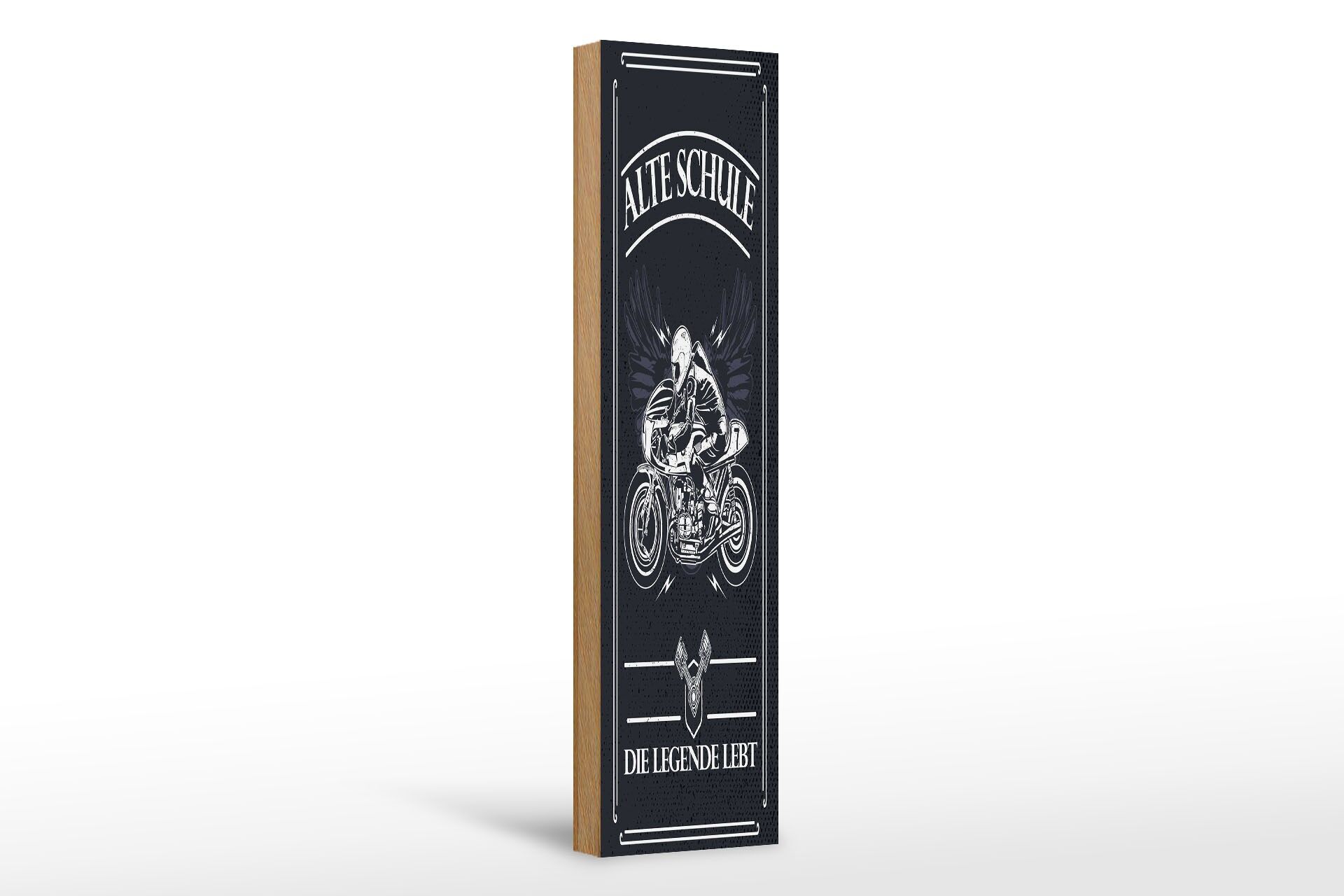 Holzschild Motorrad 46x10 cm Alte Schule Die Legende Lebt Deko Schild
