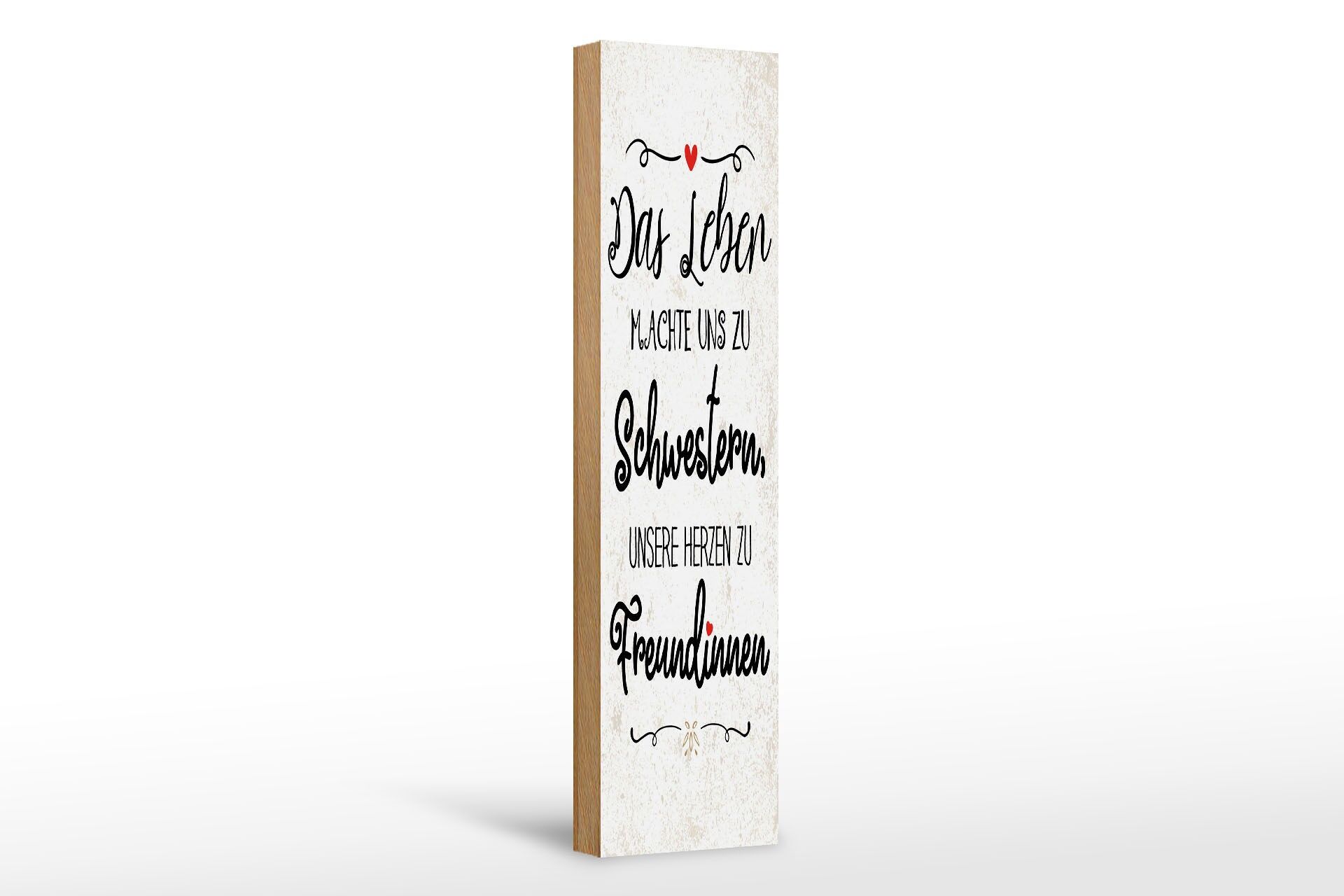 Holzschild Spruch 46x10 cm Schwestern unsere Herzen machen uns zu Freundinnen