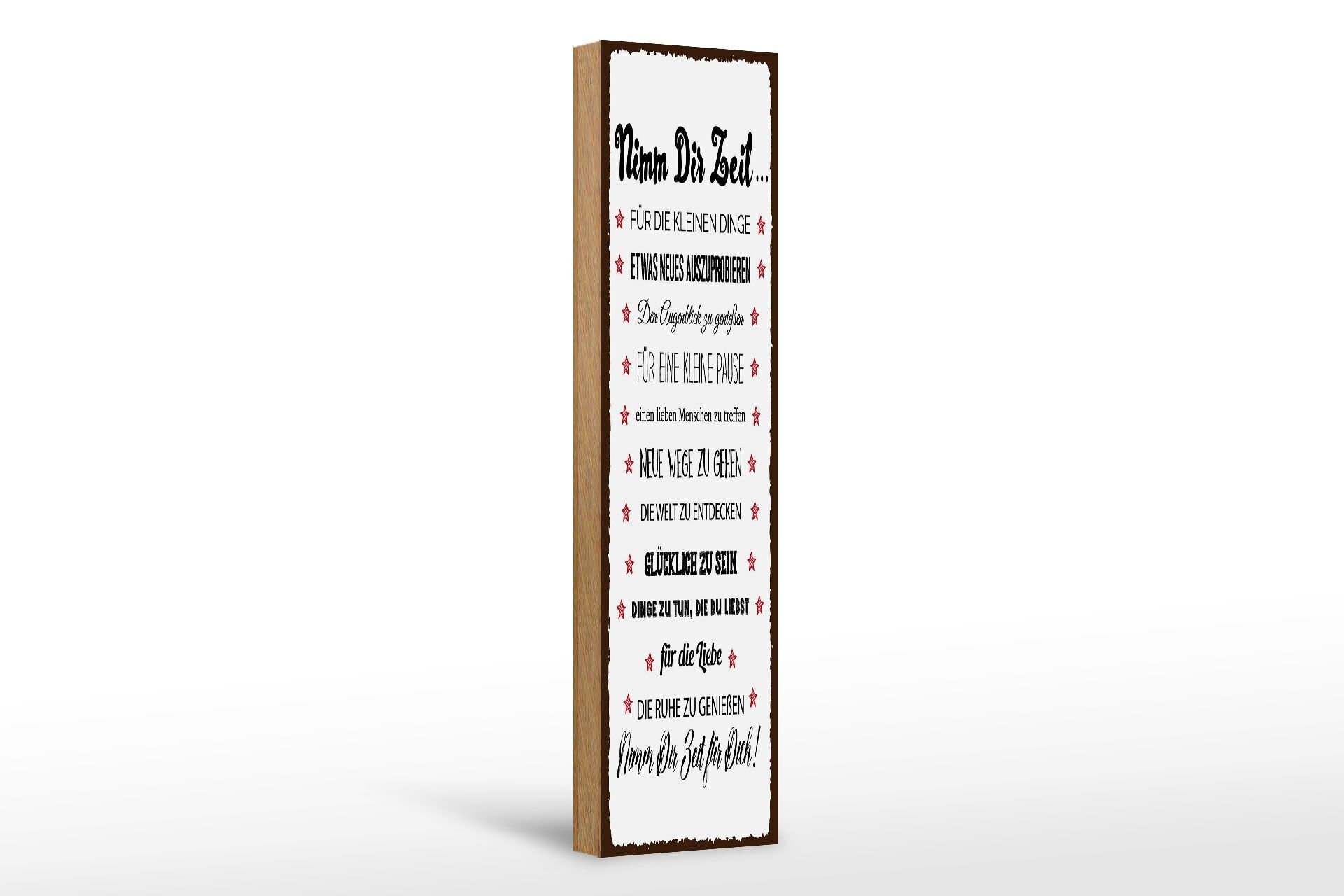 Holzschild Spruch 46x10 cm Nimm dir Zeit für 12 Ratschläge Deko Schild