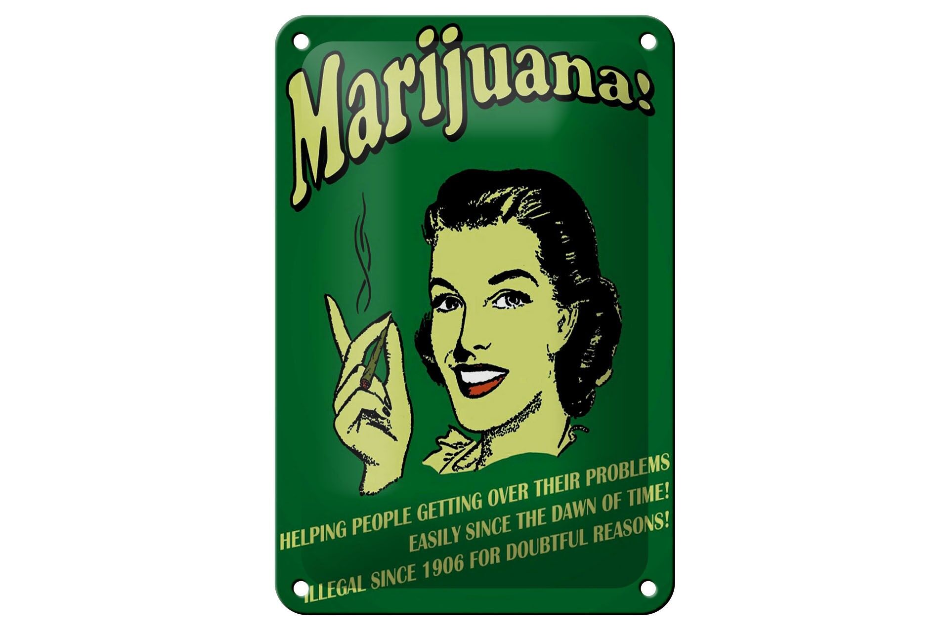 Blechschild Spruch 12x18 cm Marijuana Helping people getting over Deko Schild