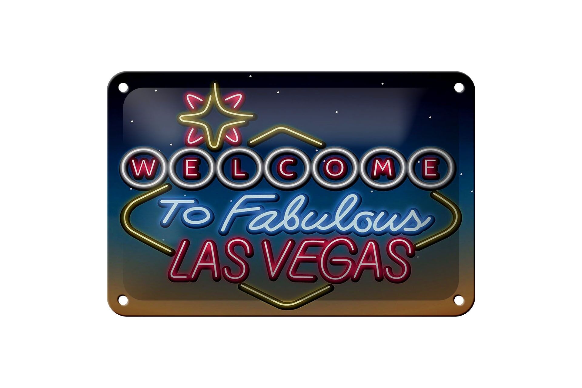 Cartello in metallo per viaggi, 12x18 cm: Benvenuti nella favolosa Las Vegas (cartello pubblicitario/decorativo)