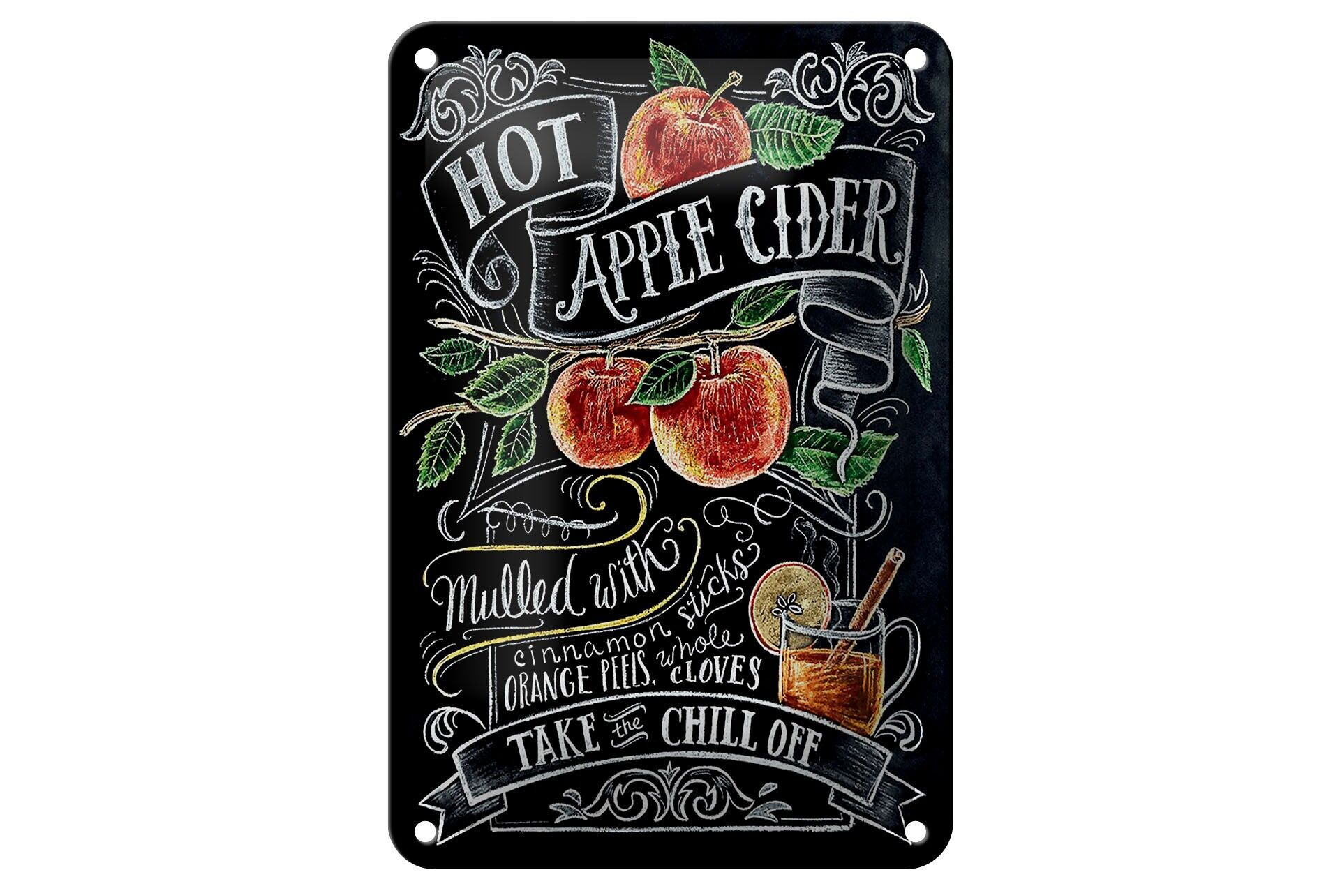 Insegna in metallo per alcolici, 12x18 cm, sidro di mele caldo, effetto lavagna, insegna decorativa