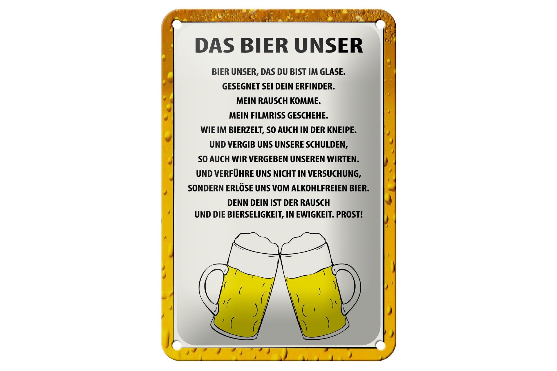 Cartello in metallo con scritta, 12x18 cm: "La birra, i nostri comandamenti, i bicchieri da birra, cartello decorativo"