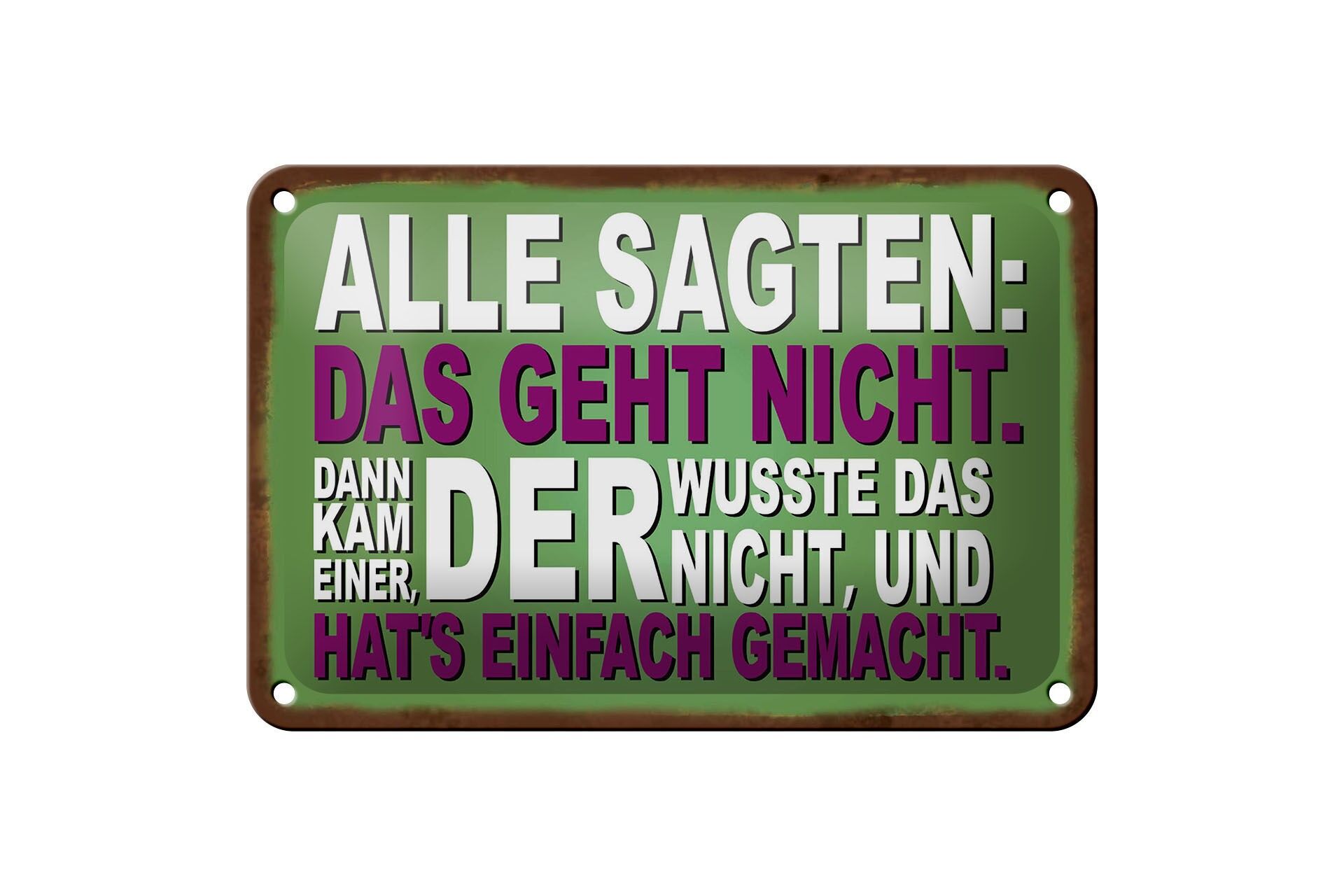 Cartello in metallo con scritta, 12x18 cm: Tutti dicevano che non si poteva fare, cartello decorativo