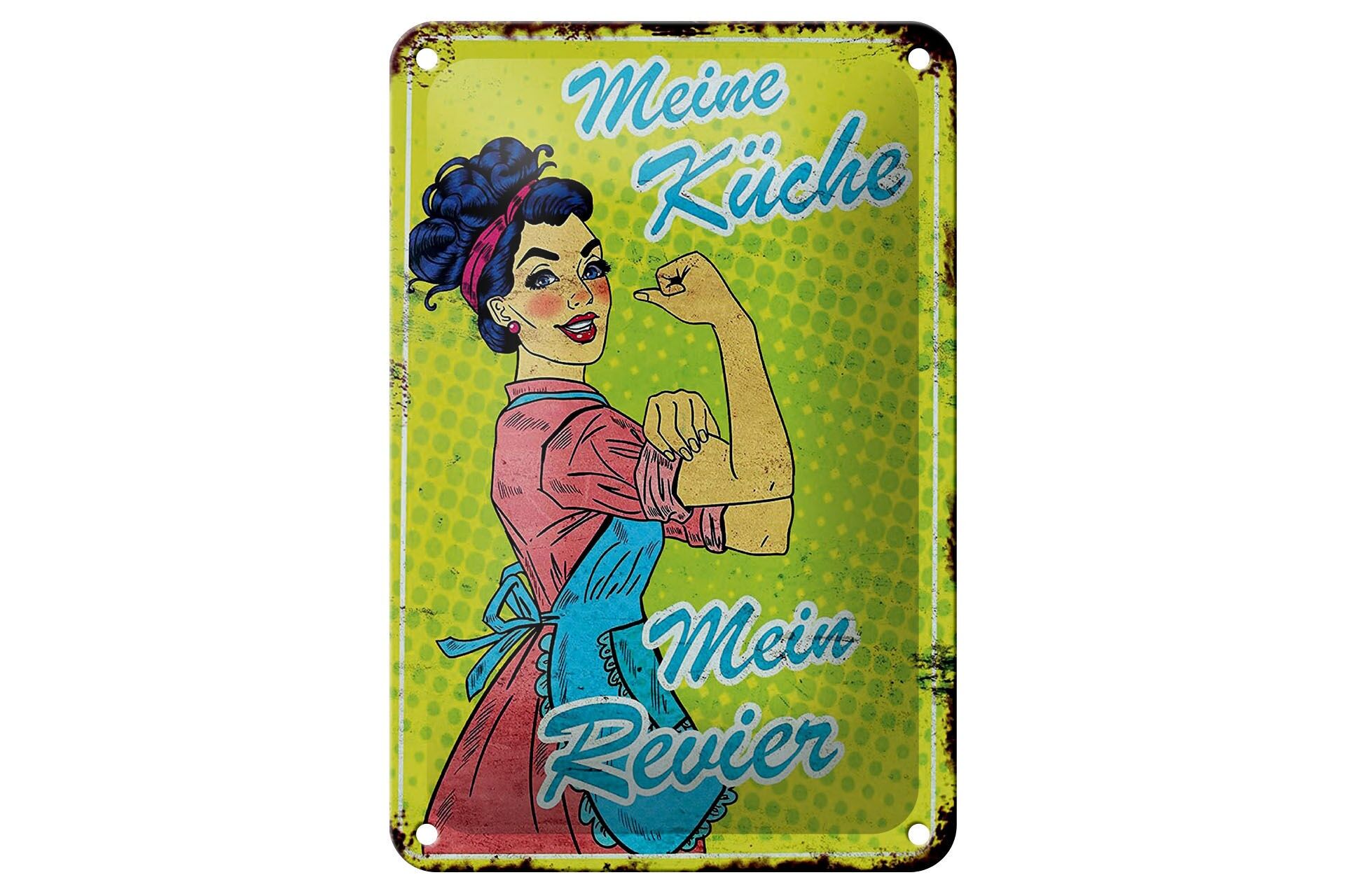 Cartello in metallo con scritta, 12x18 cm, "La mia cucina, il mio territorio", cartello decorativo retrò