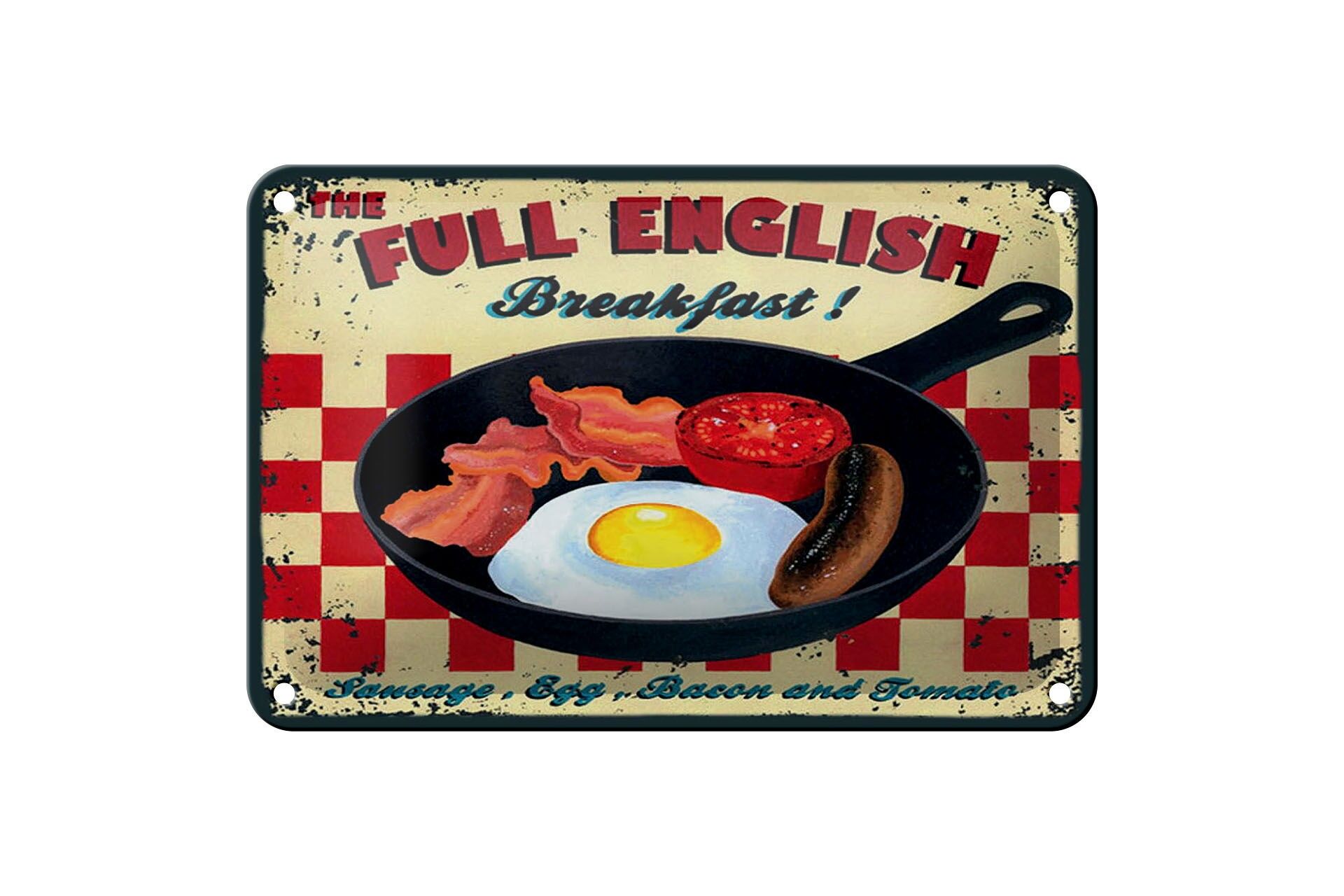 Insegna pubblicitaria in metallo 12x18 cm Colazione inglese completa Insegna decorativa retrò