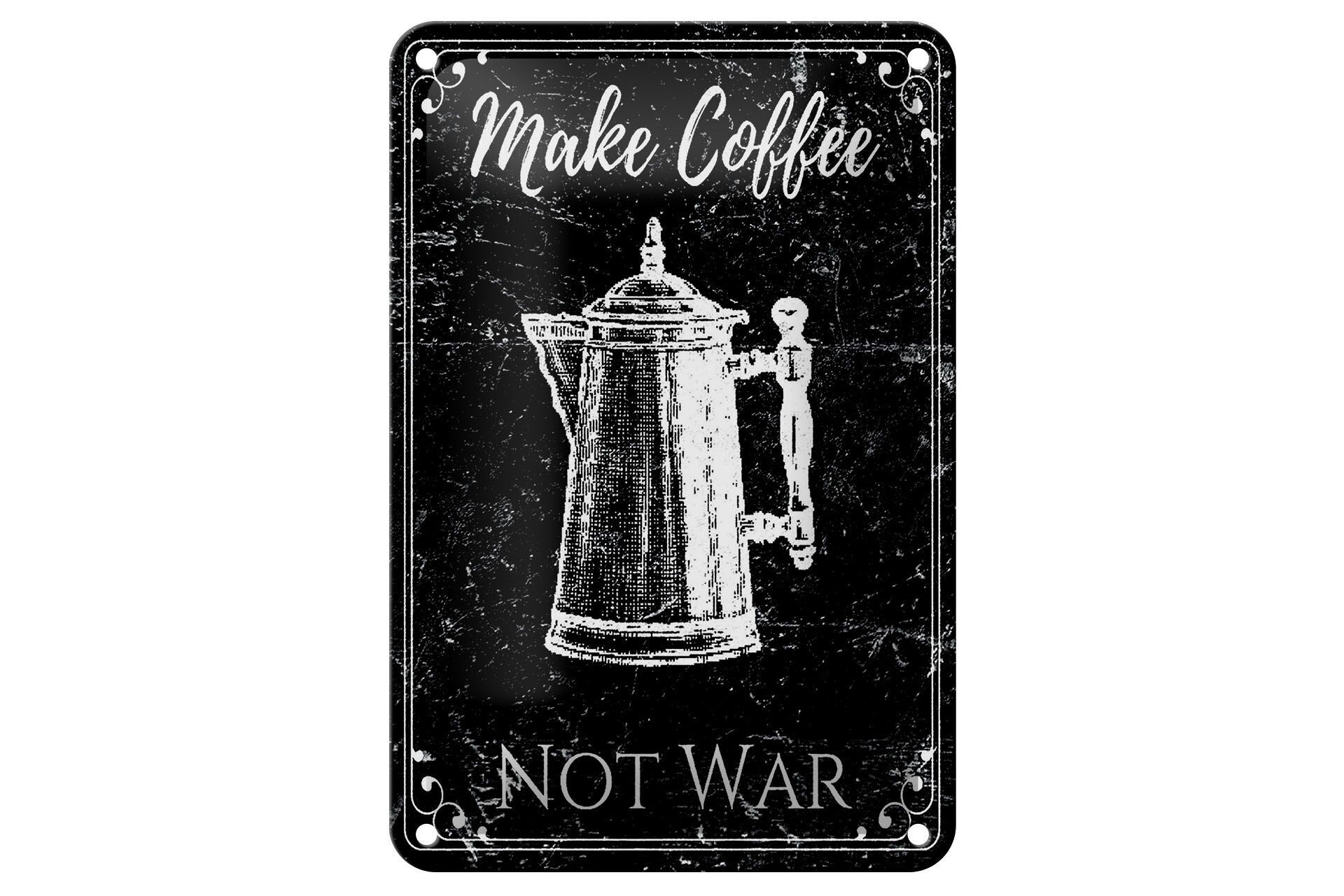 Cartello in metallo con scritta, 12x18 cm: Fai il caffè, non la guerra, cartello decorativo