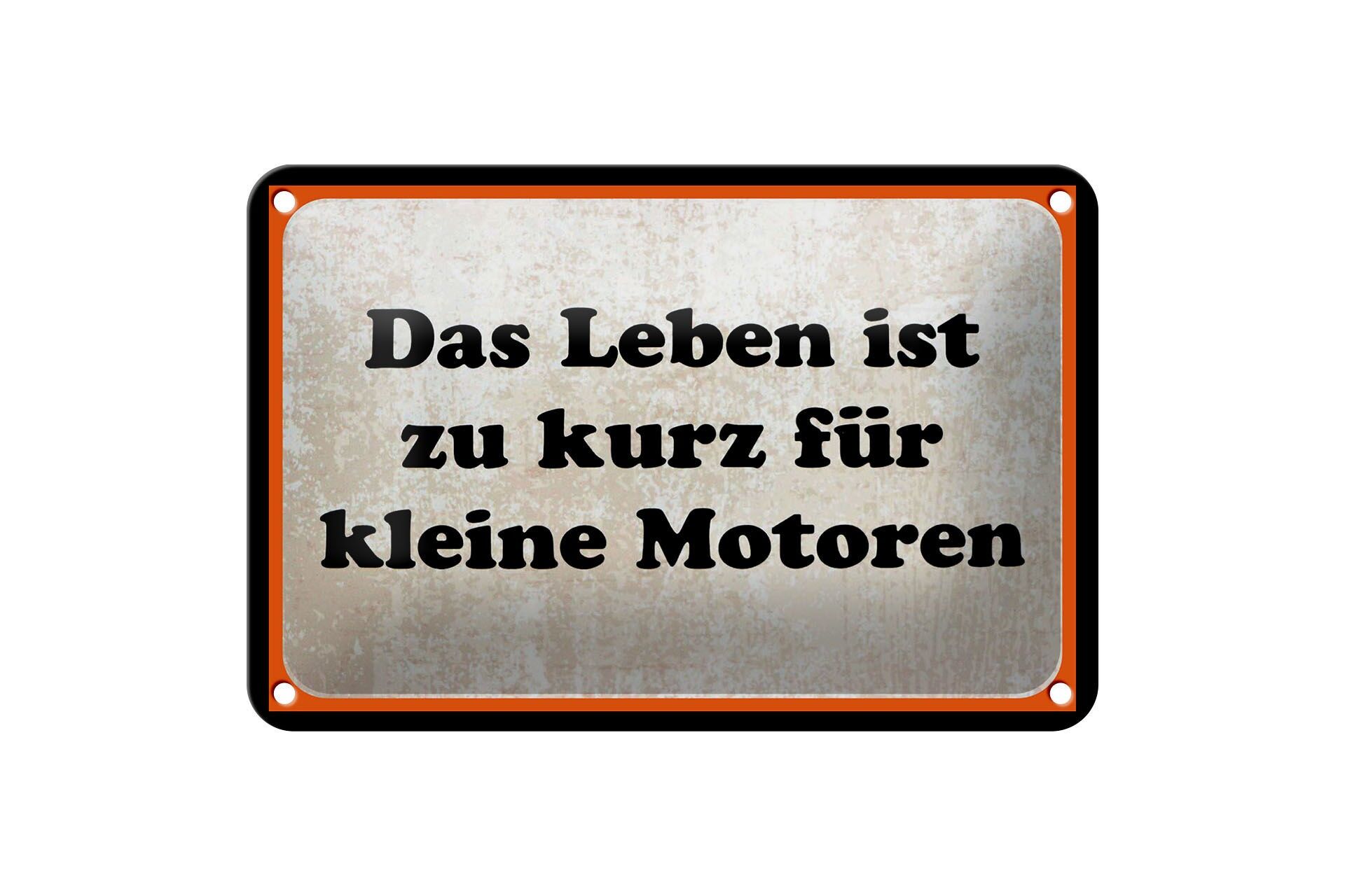 Cartello in metallo con scritta 12x18 cm: La vita è troppo breve per i piccoli motori.
