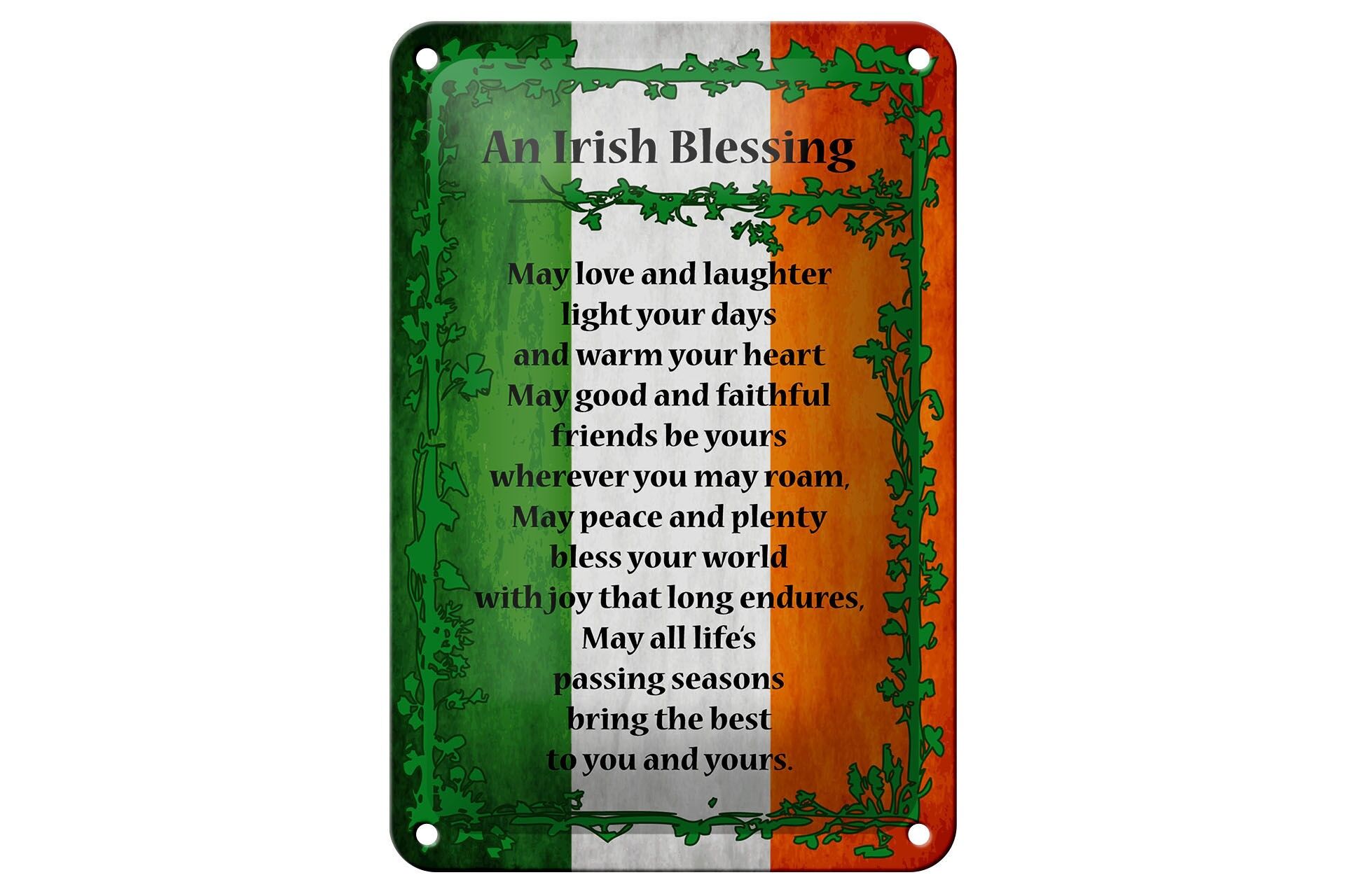 Blechschild Spruch 12x18 cm an Irish Blessing Deko Schild