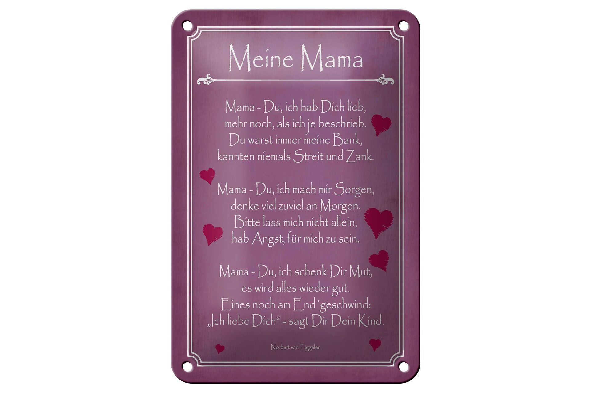 Blechschild Spruch 12x18 cm Meine Mama Deko Schild