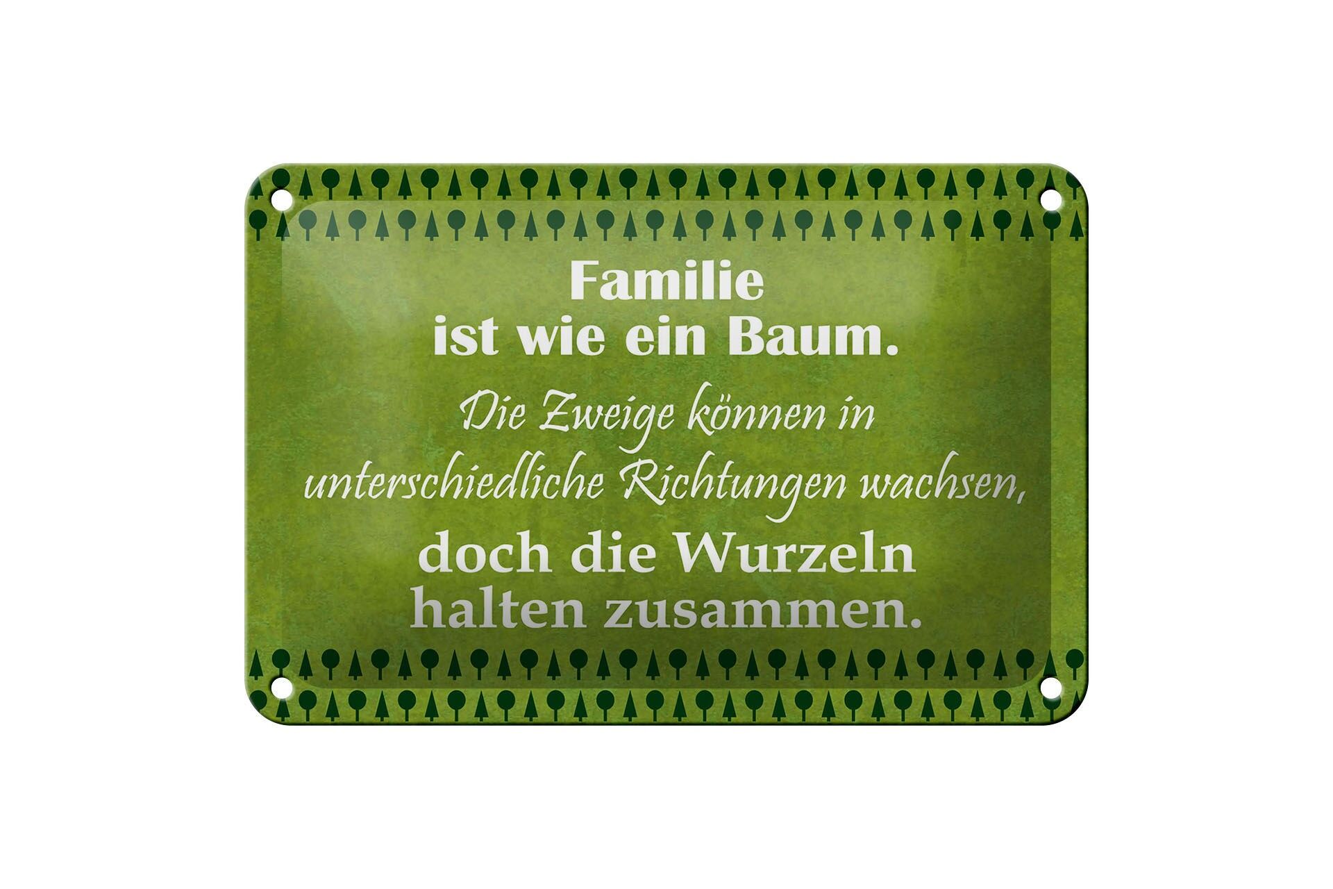 Blechschild Spruch 12x18 cm Familie ist wie ein Baum Deko Schild