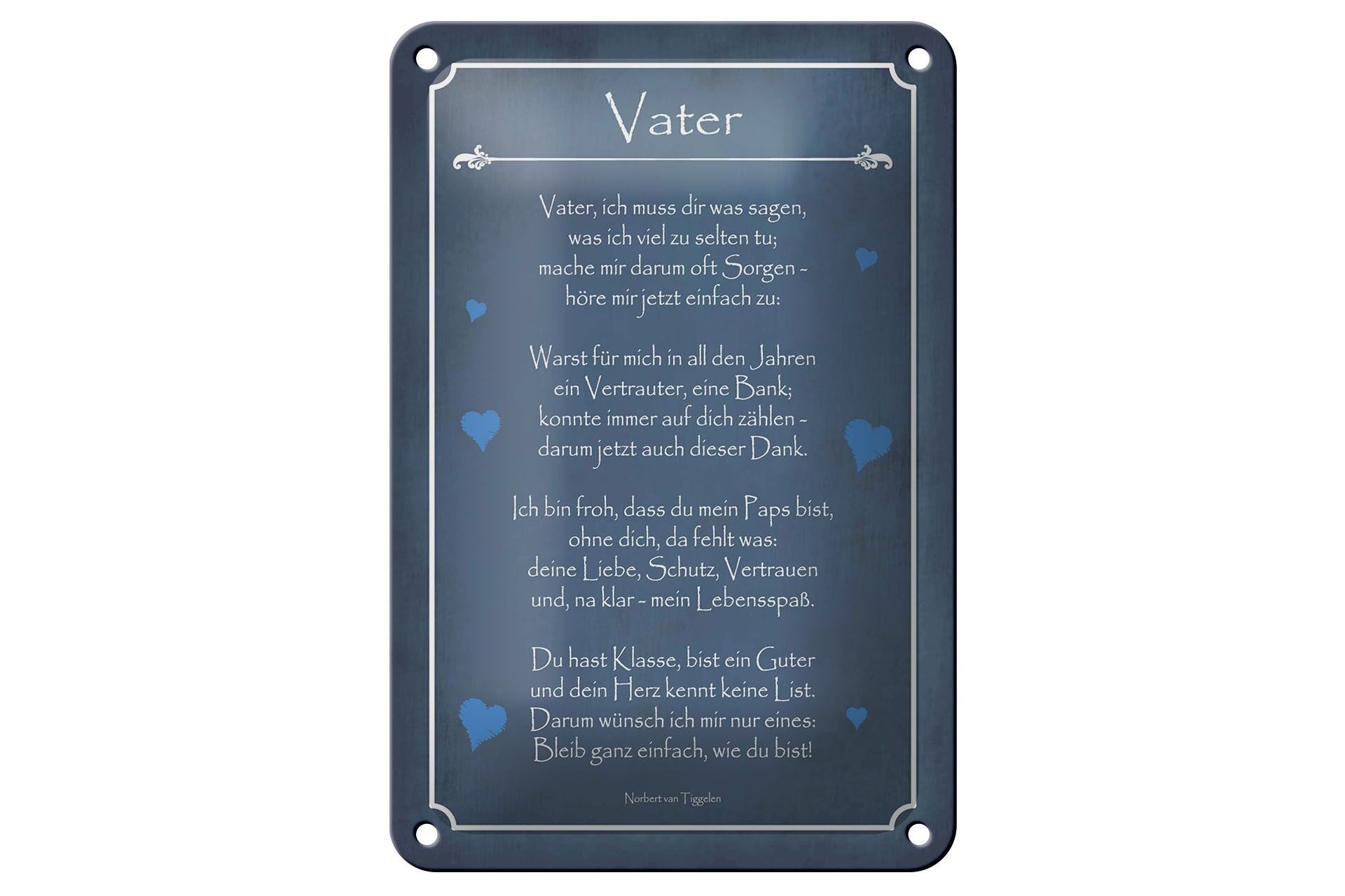 Blechschild Spruch 12x18 cm Vater Deko Schild