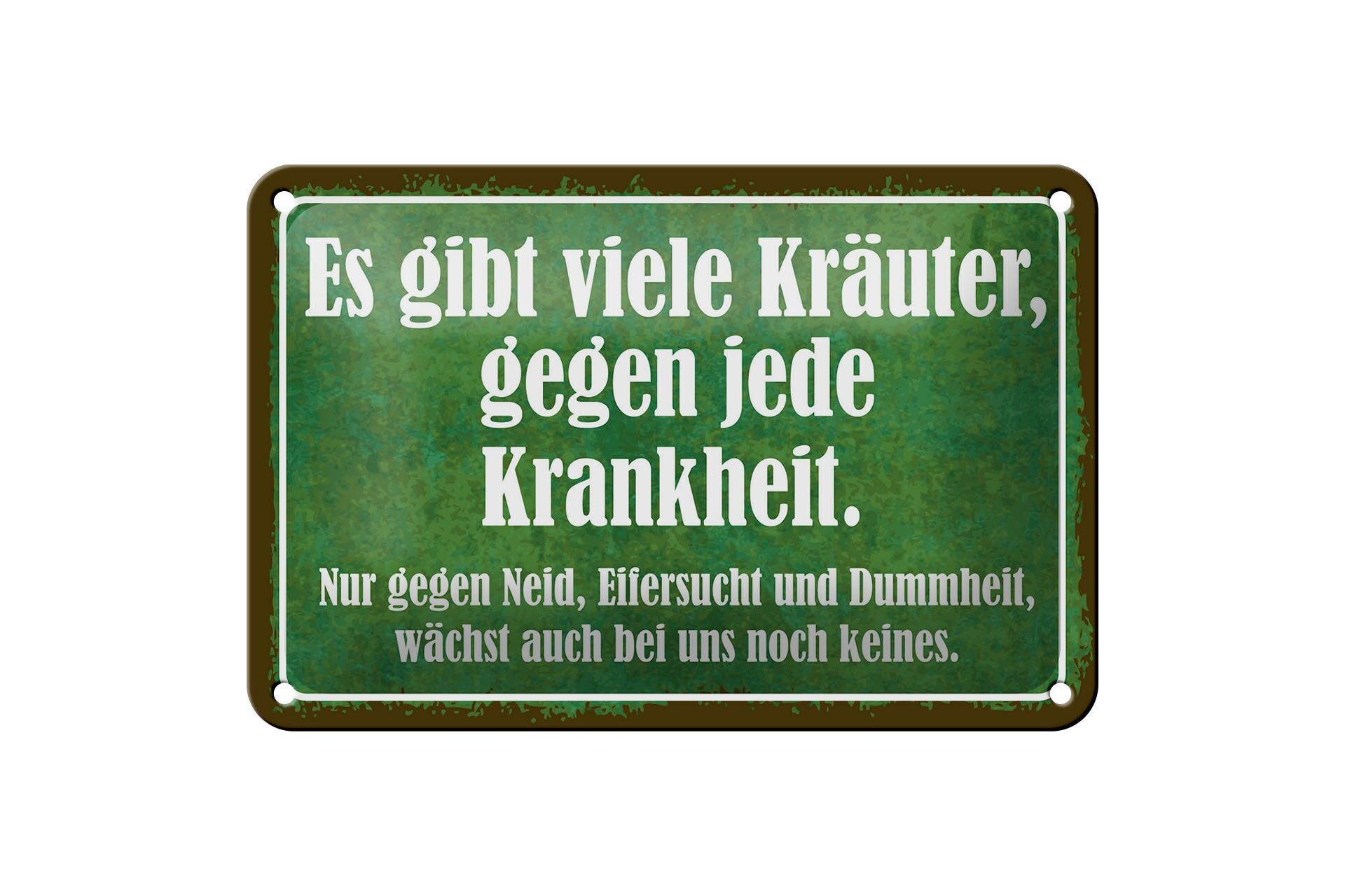 Blechschild Spruch 12x18 cm viele Kräuter gegen jede Krankheit Deko Schild