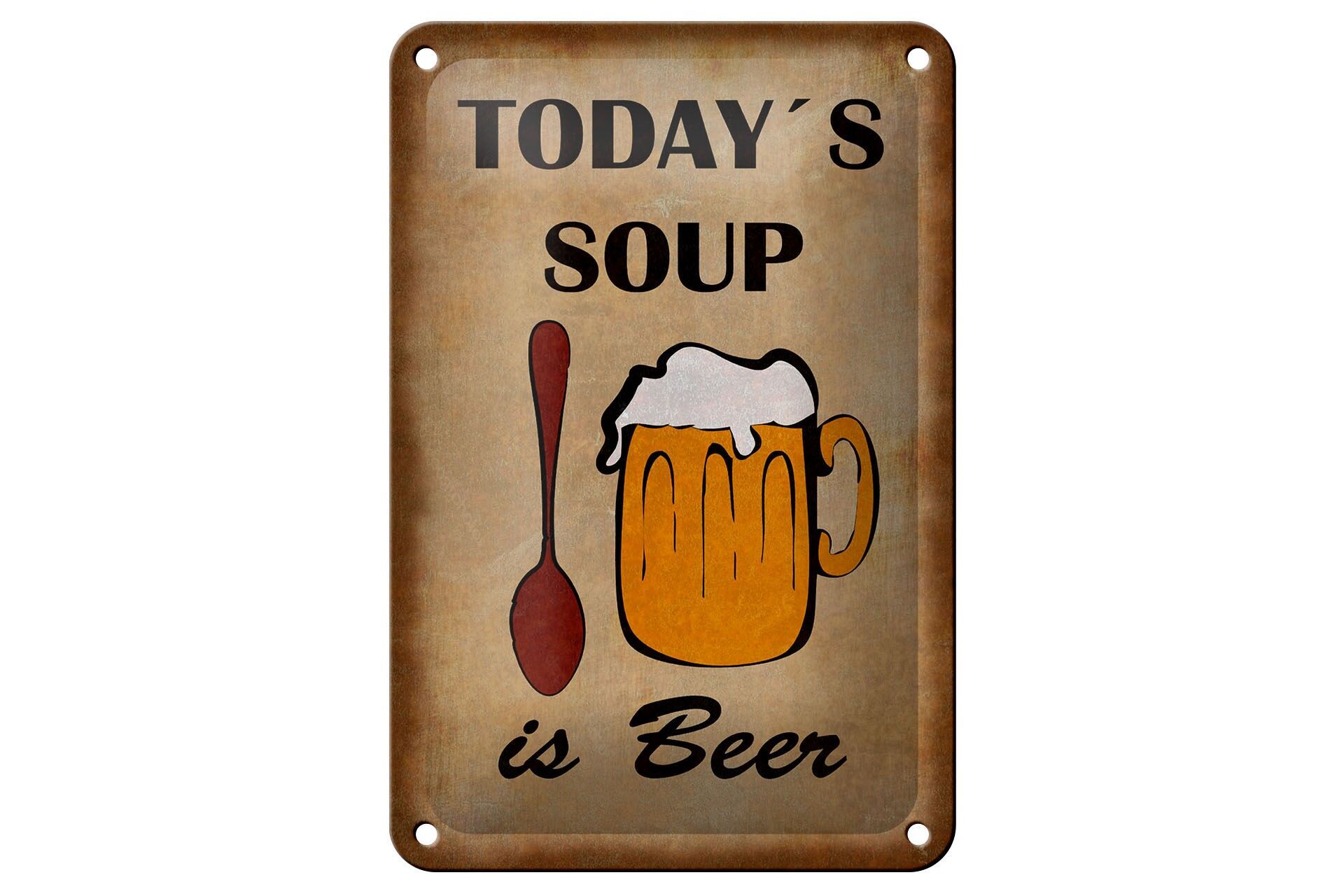 Plaque métallique décorative « Alcool » 12 x 18 cm « Aujourd'hui, c'est bière »