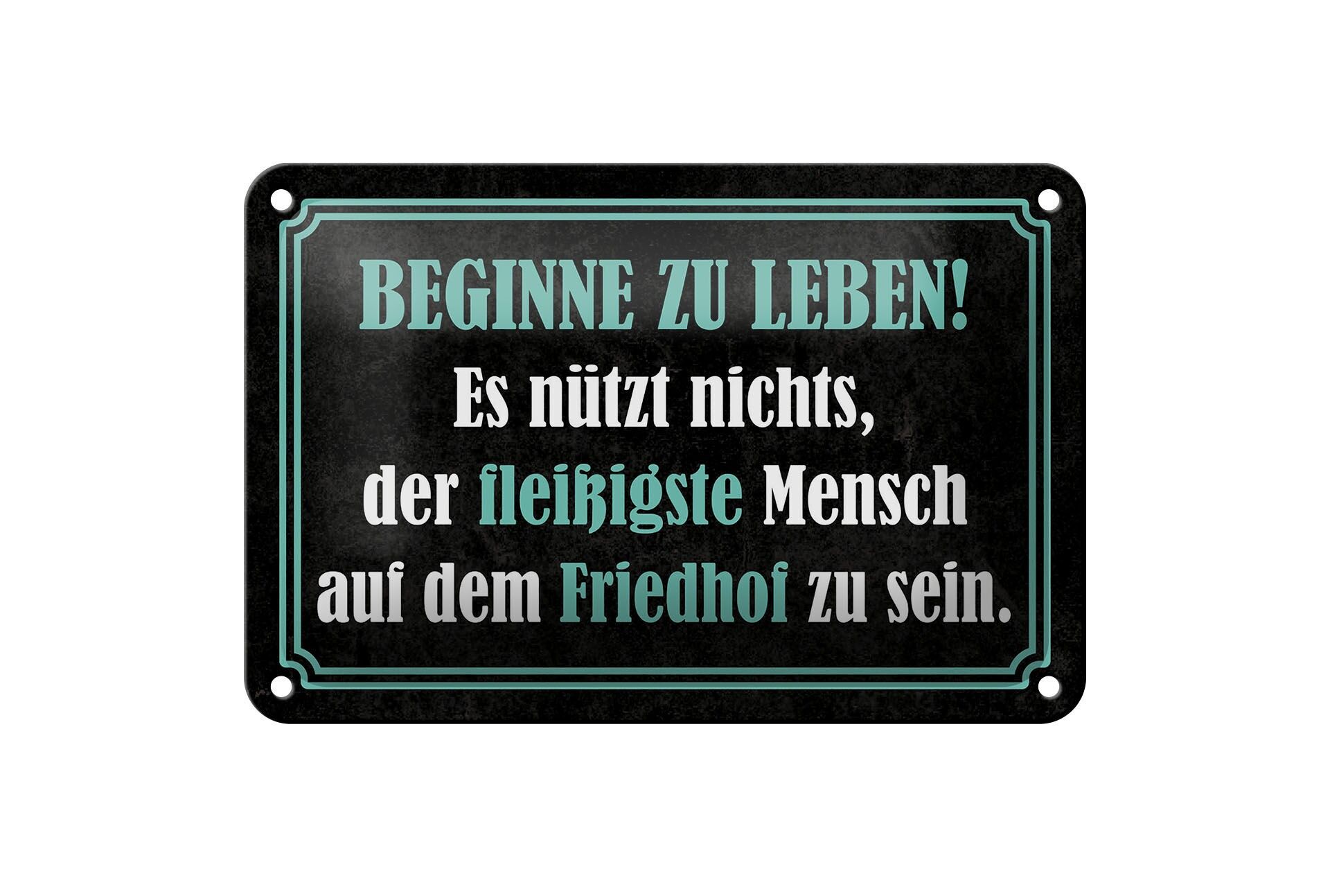 Blechschild Spruch 12x18 cm Beginne zu leben Deko Schild