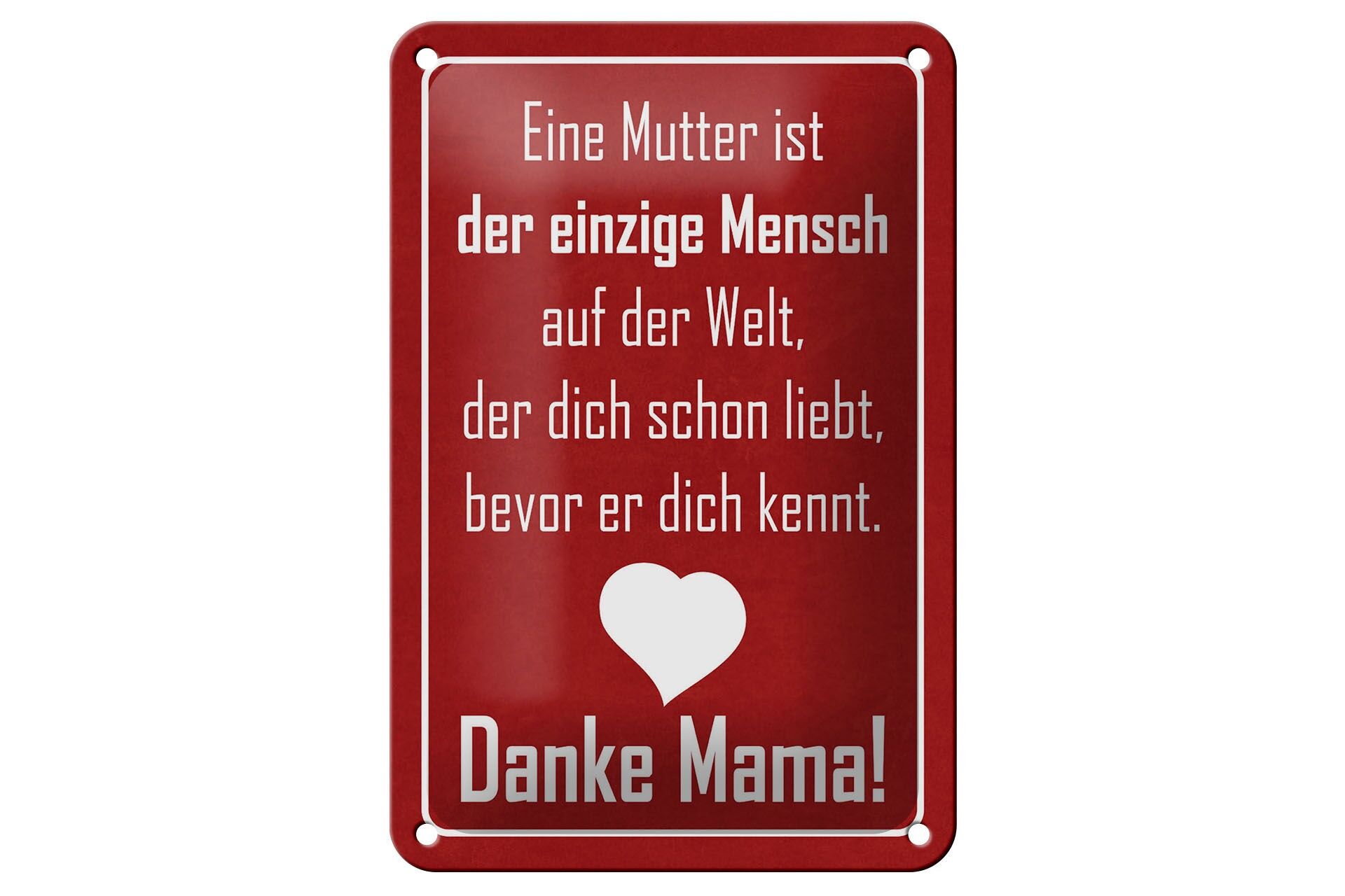 Blechschild Spruch 12x18 cm Danke Mama Deko Schild