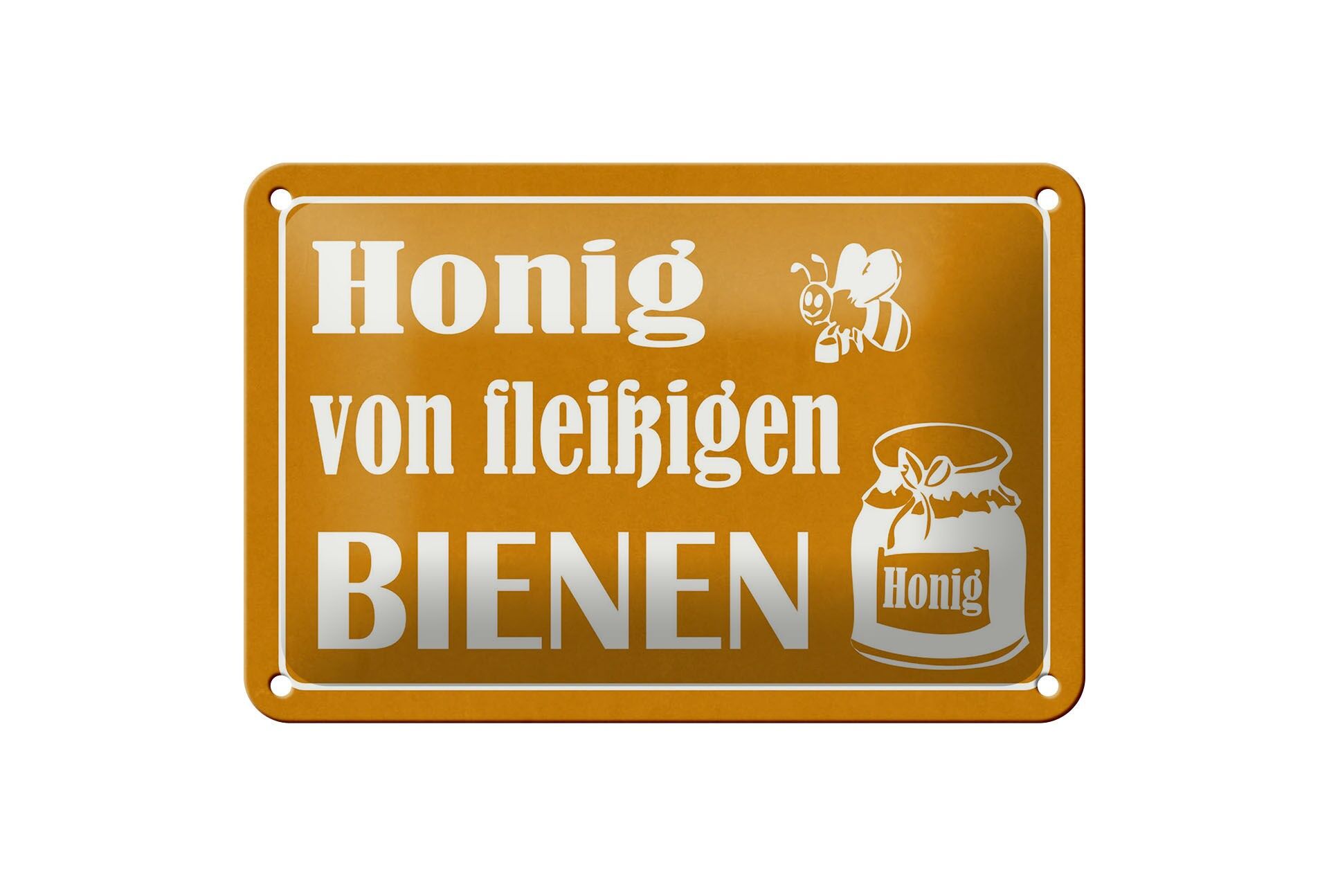 Blechschild Reklame 12x18 cm Honig von fleißigen Bienen Deko Schild