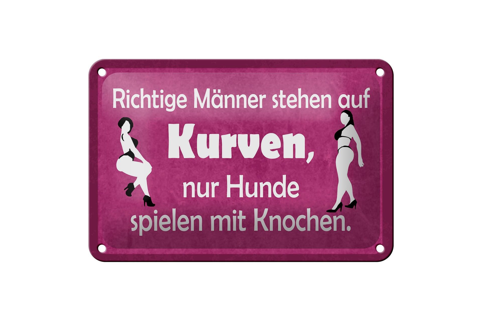 Blechschild Spruch 12x18 cm nur Hunde spielen mit Knochen Deko Schild