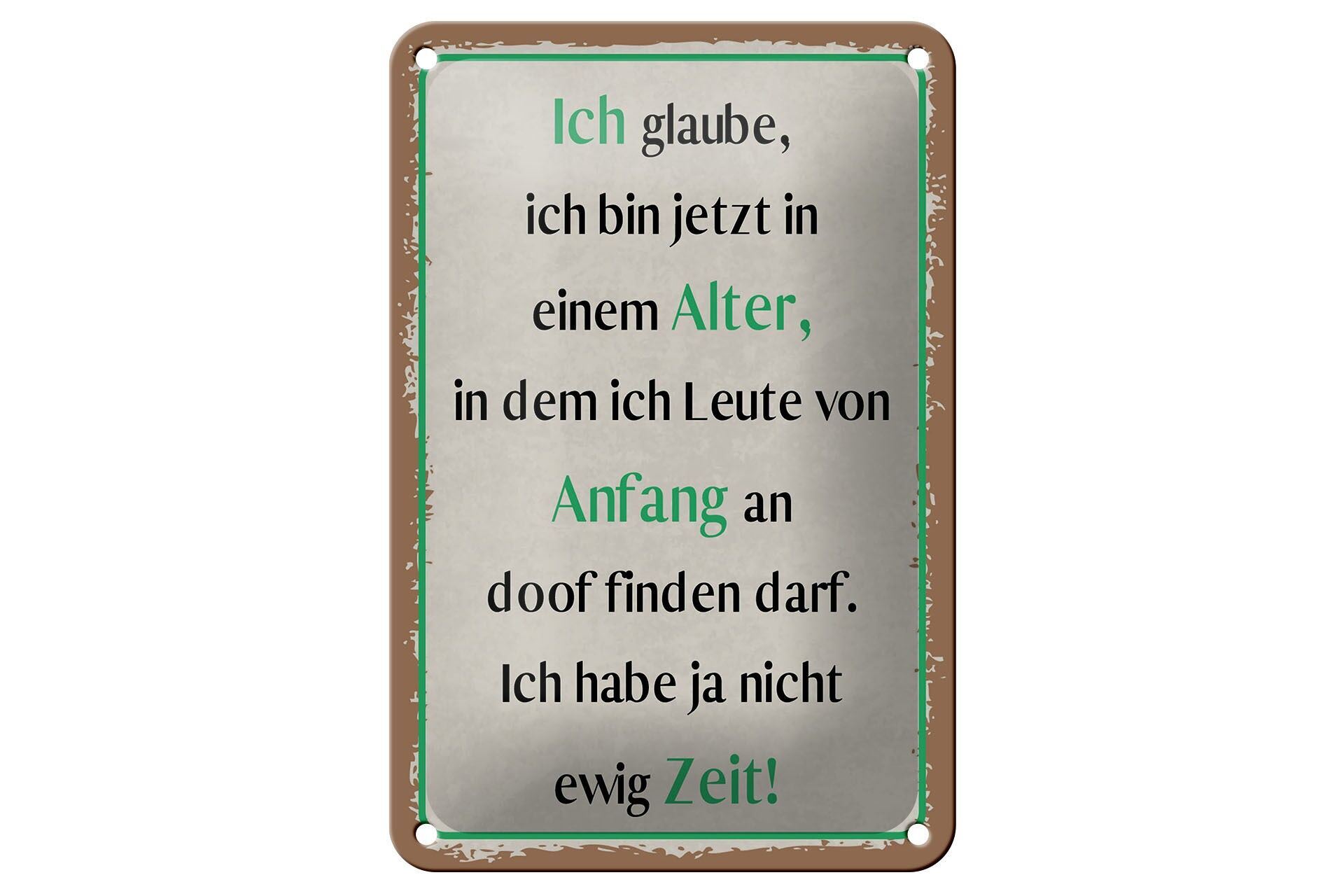 Blechschild Spruch 12x18 cm Leute von Anfang an doof finden Deko Schild